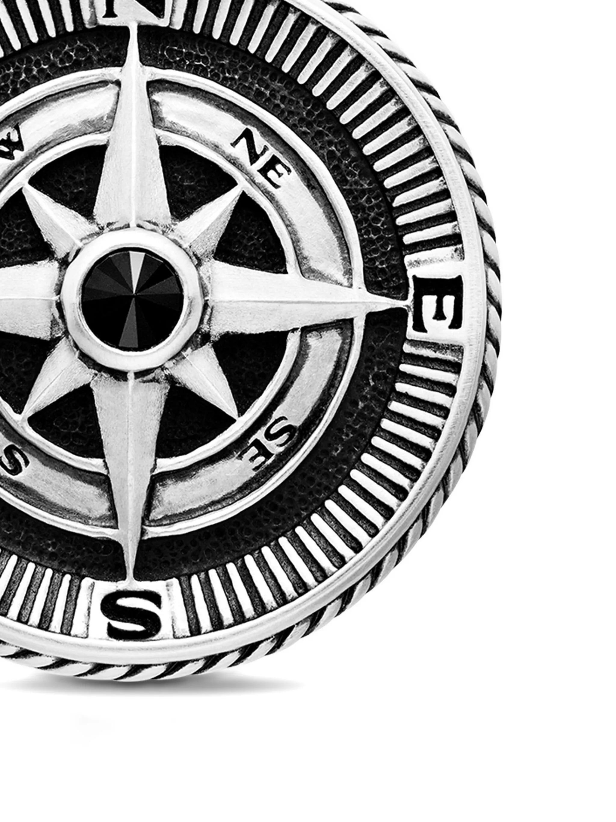 sterling silver Maritime Compass diamond amulet (29.5mm)