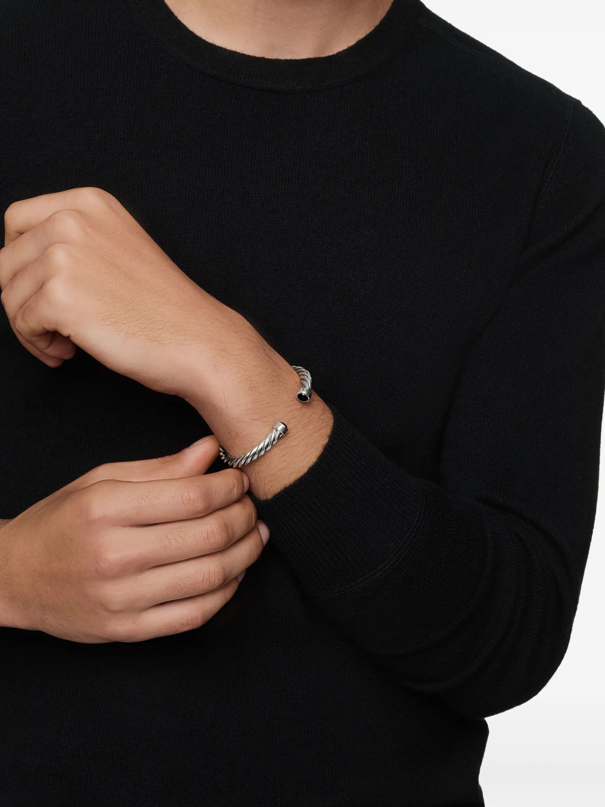 sterling silver Cable Cuff bracelet (6mm)