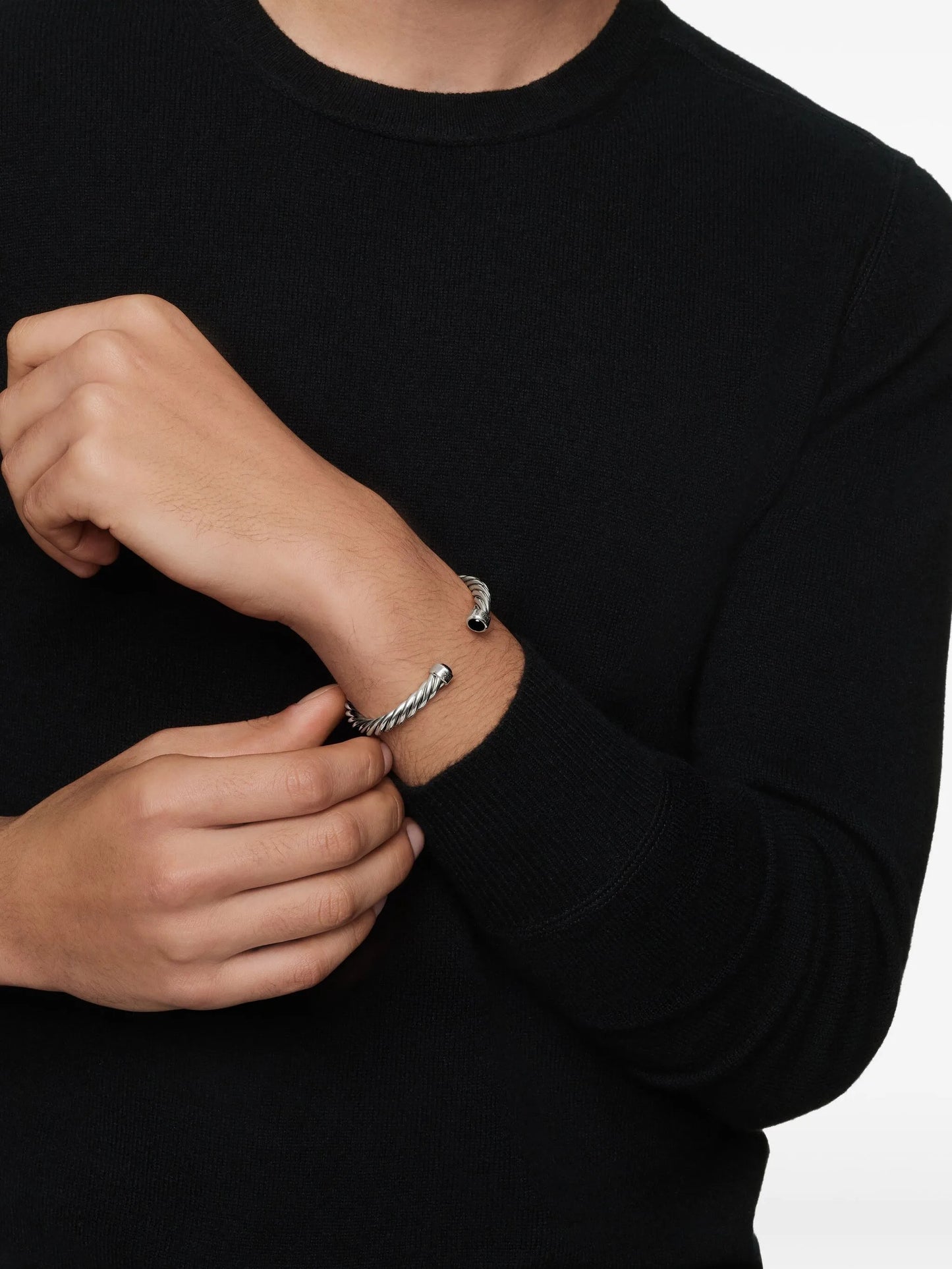sterling silver Cable Cuff bracelet (6mm)