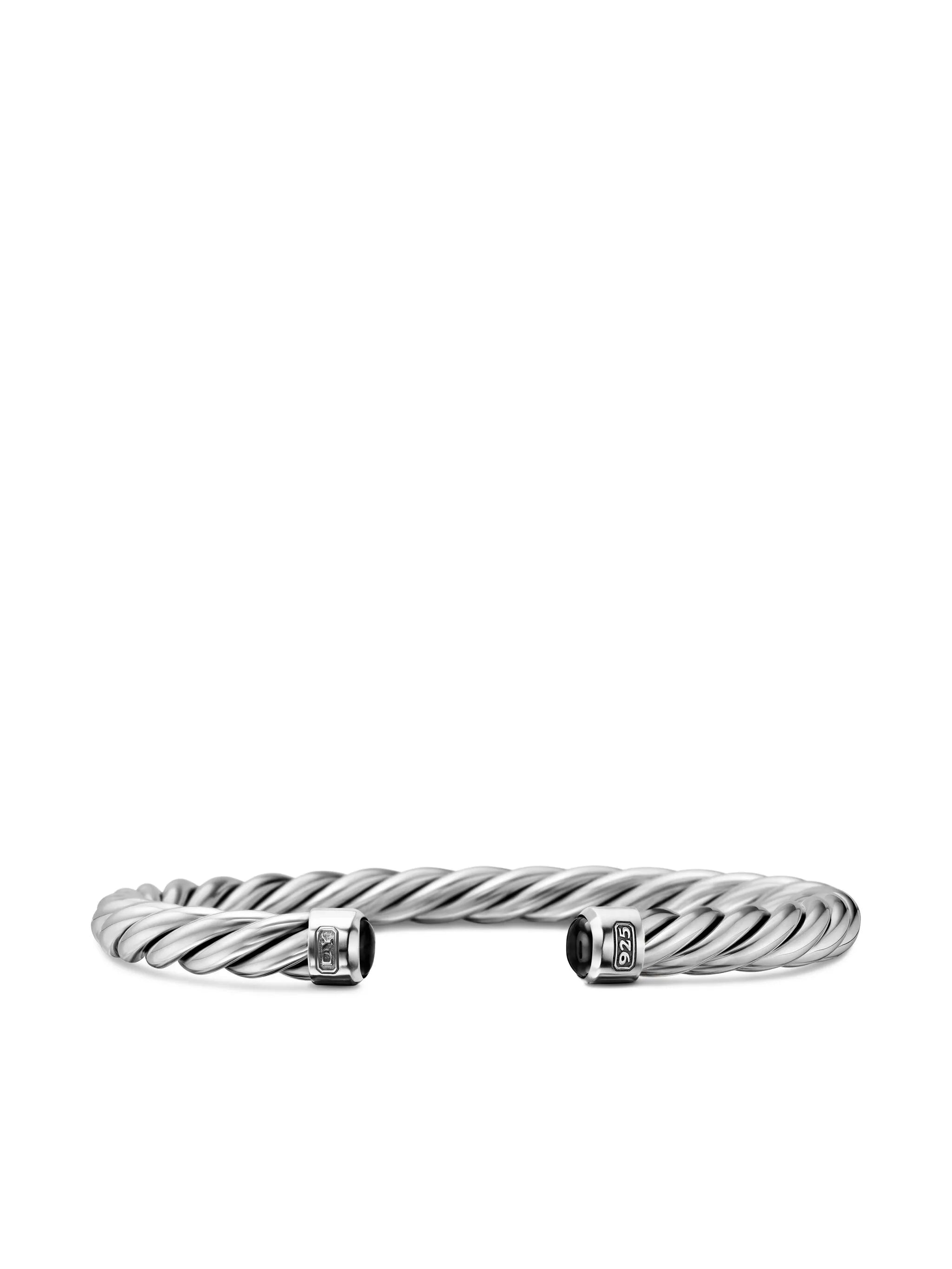 sterling silver Cable Cuff bracelet (6mm)