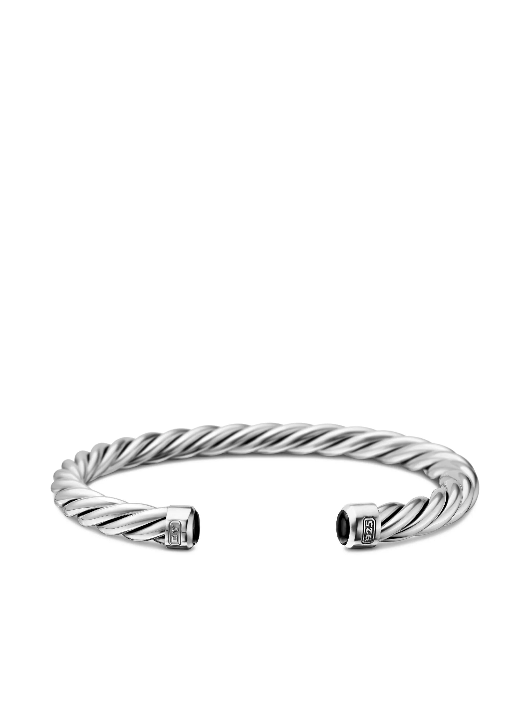 sterling silver Cable Cuff bracelet (6mm)