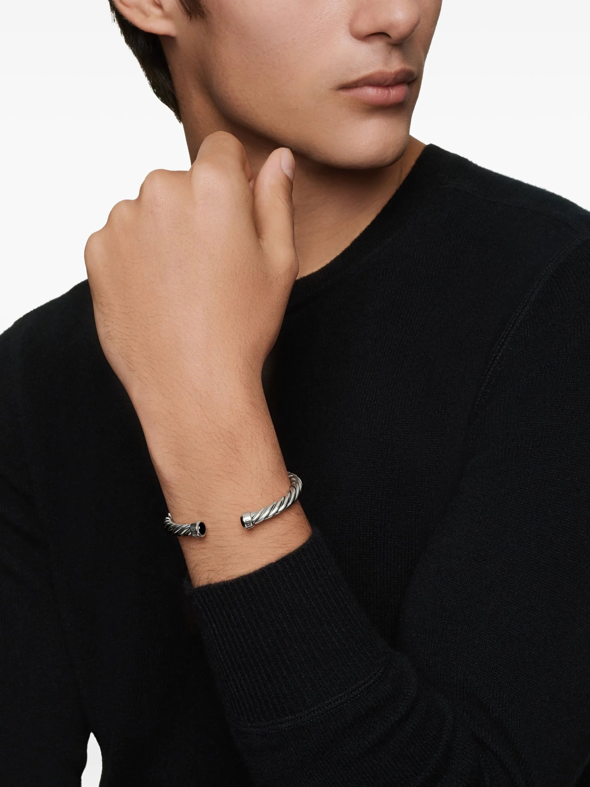 sterling silver Cable Cuff bracelet (6mm)