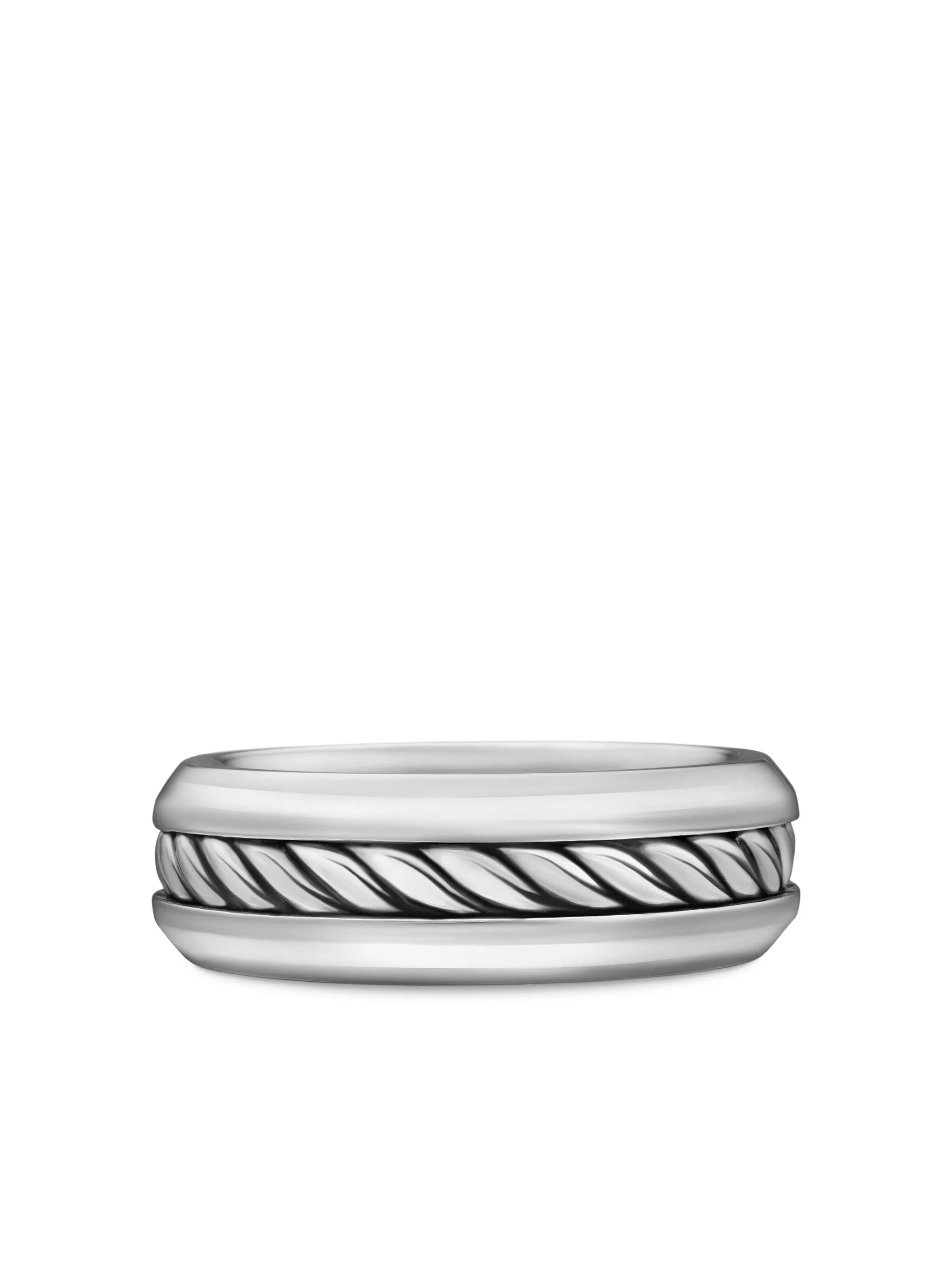 sterling silver Cable Inset band ring (8mm)