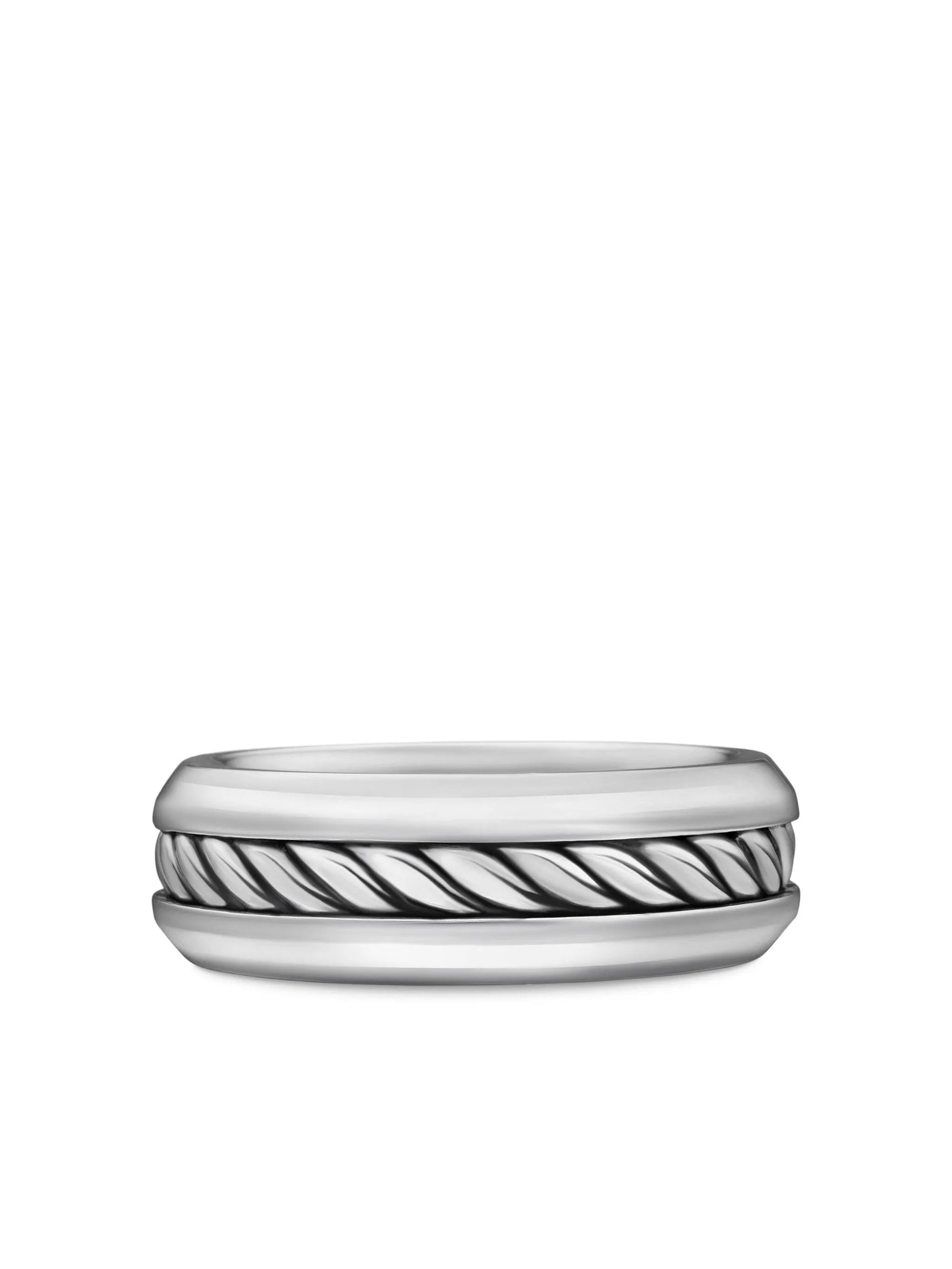 sterling silver Cable Inset band ring (8mm)