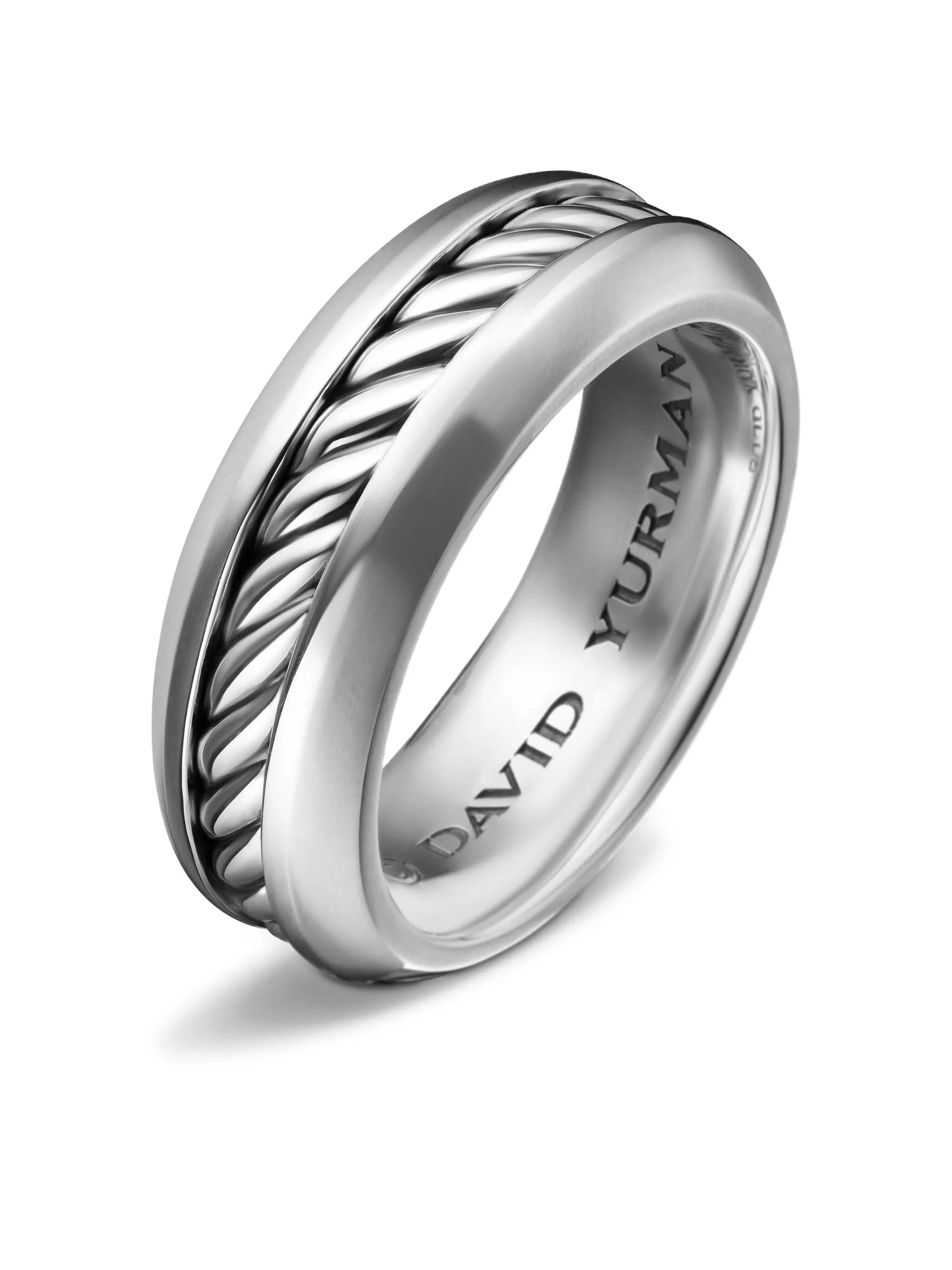 sterling silver Cable Inset band ring (8mm)