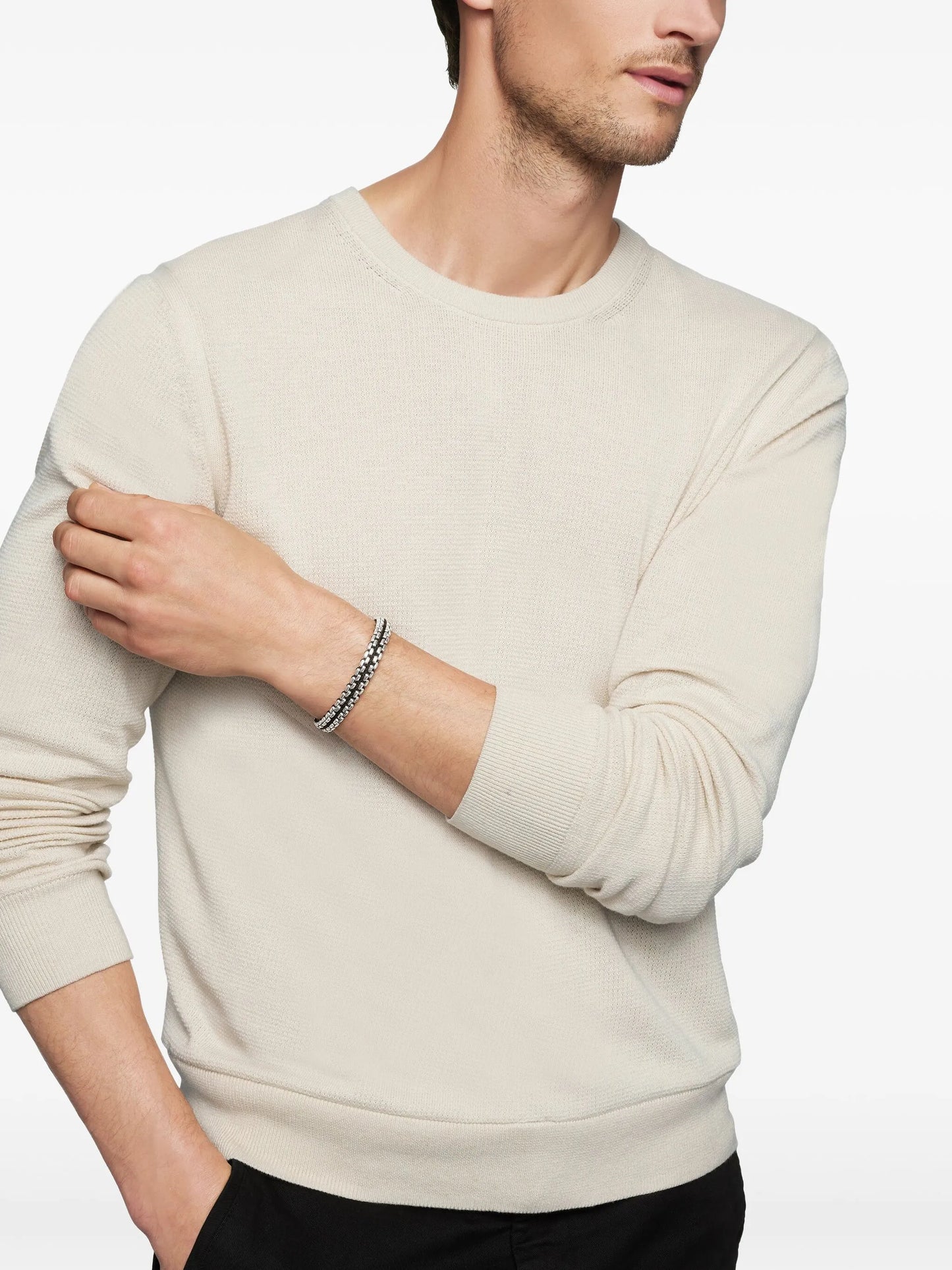sterling silver Woven Box Chain bracelet (12mm)