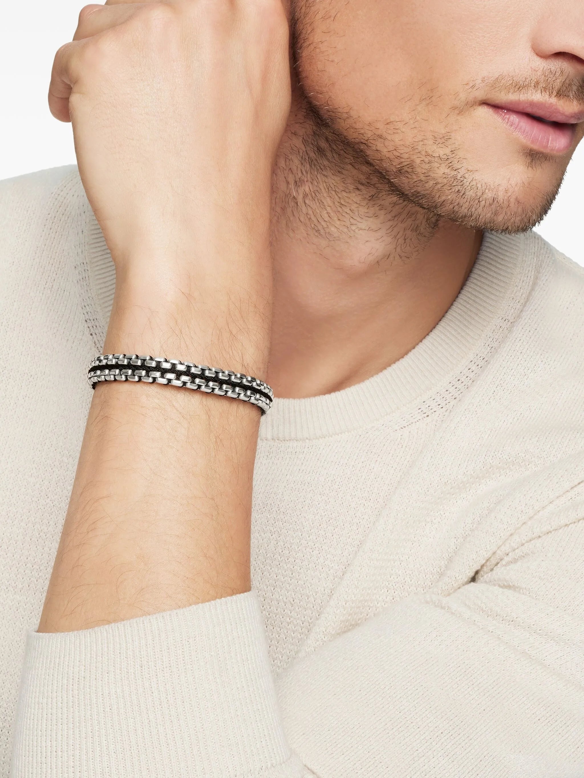 sterling silver Woven Box Chain bracelet (12mm)