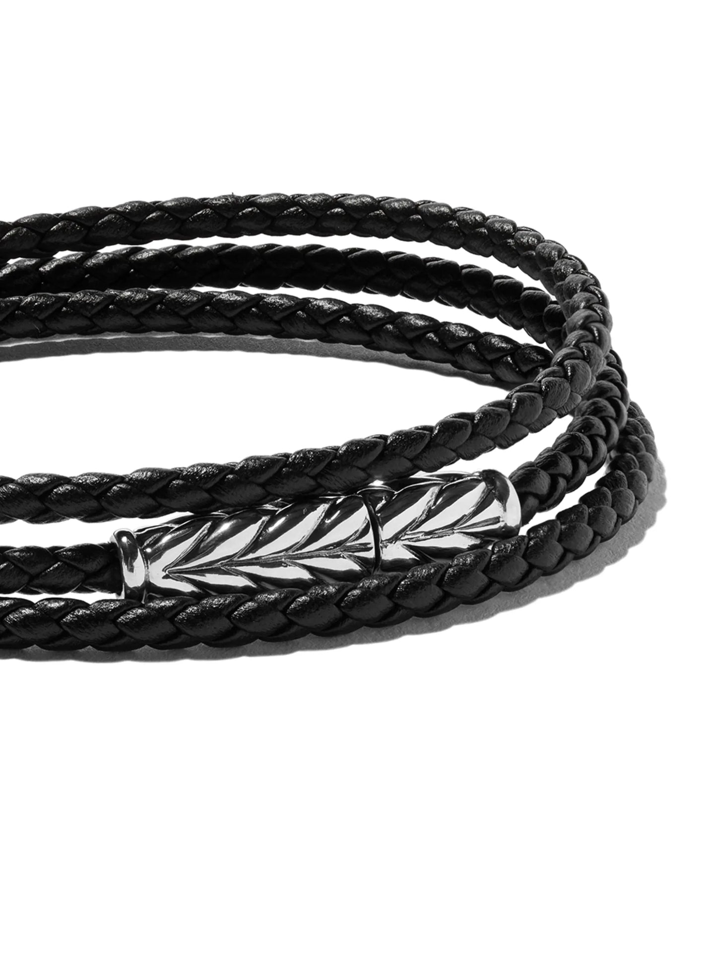 sterling silver Chevron Triple Wrap leather bracelet (3mm)