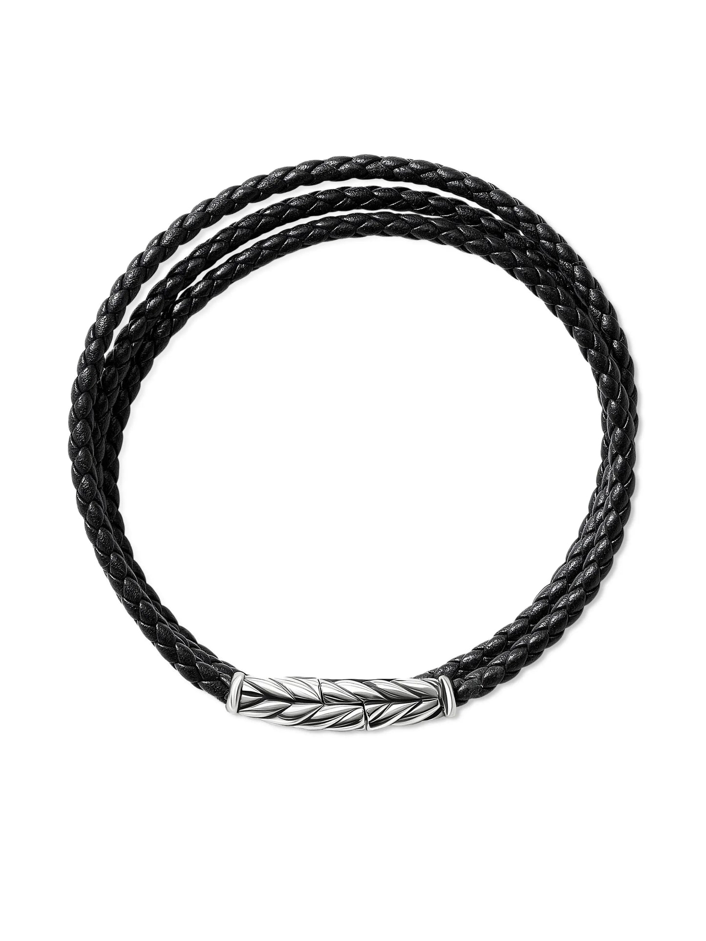 sterling silver Chevron Triple Wrap leather bracelet (3mm)