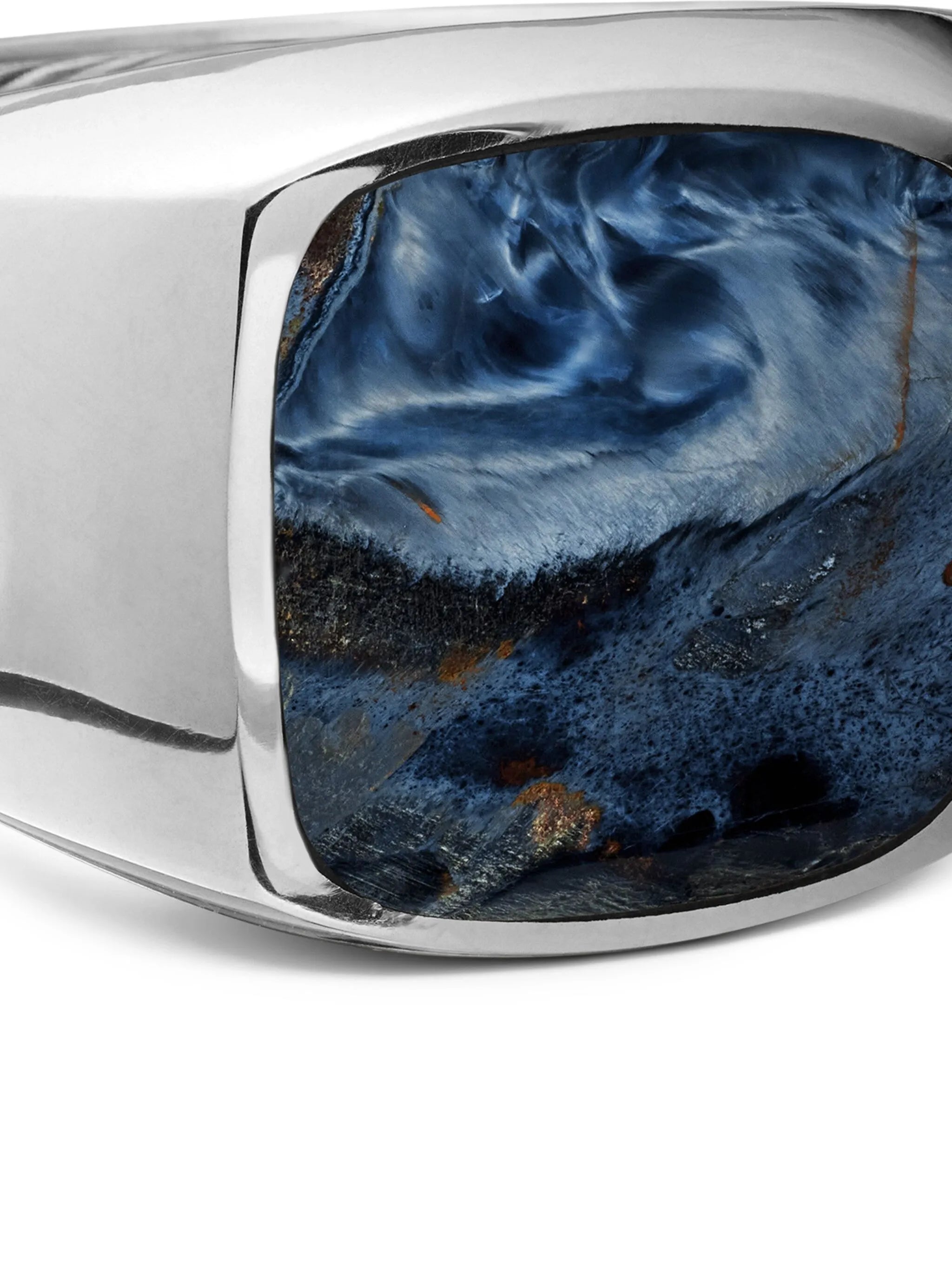 sterling silver Exotic Stone pietersite signet ring (14mm)