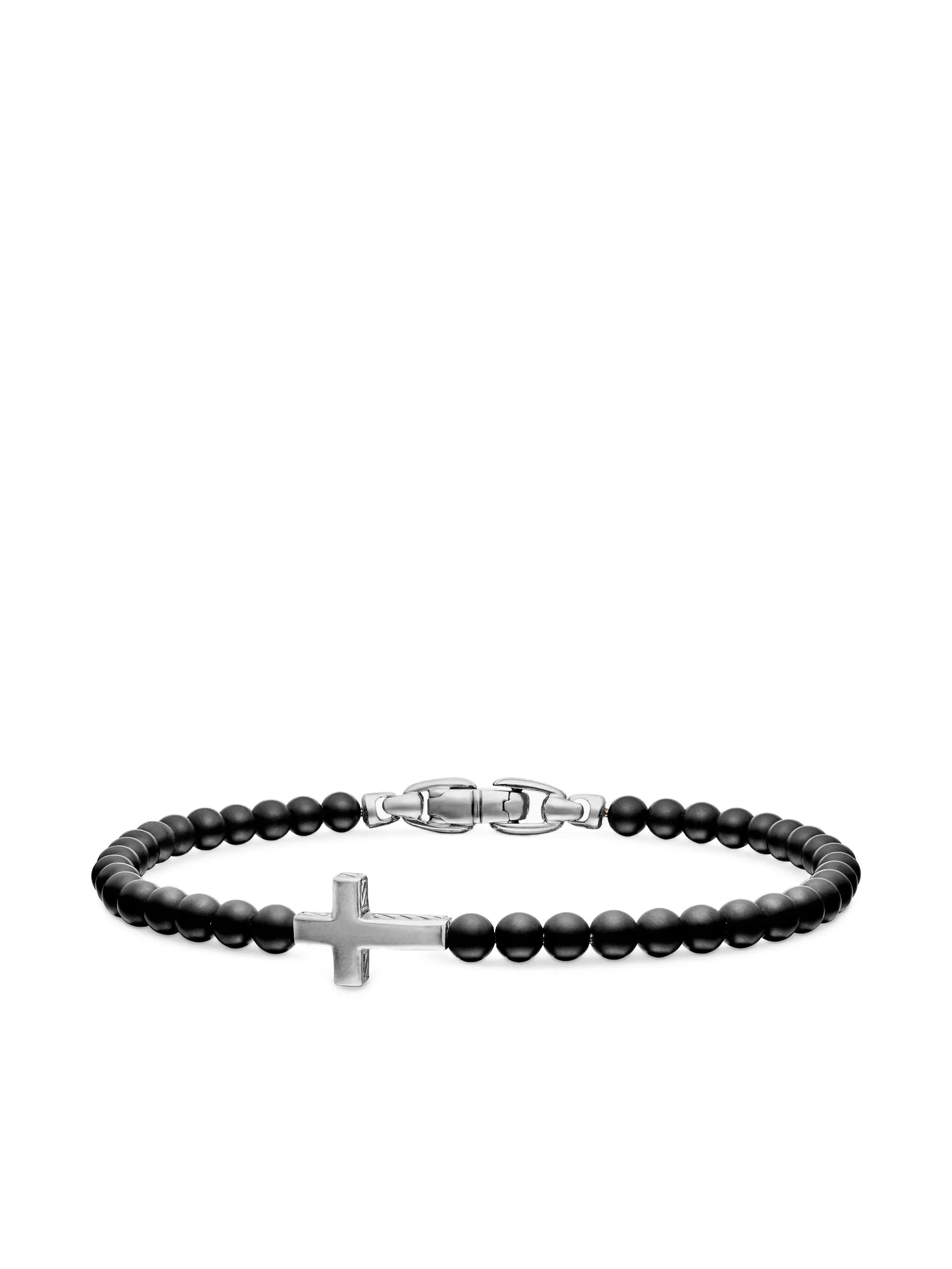 sterling silver Spiritual Beads Cross Station bracelet (4mm)