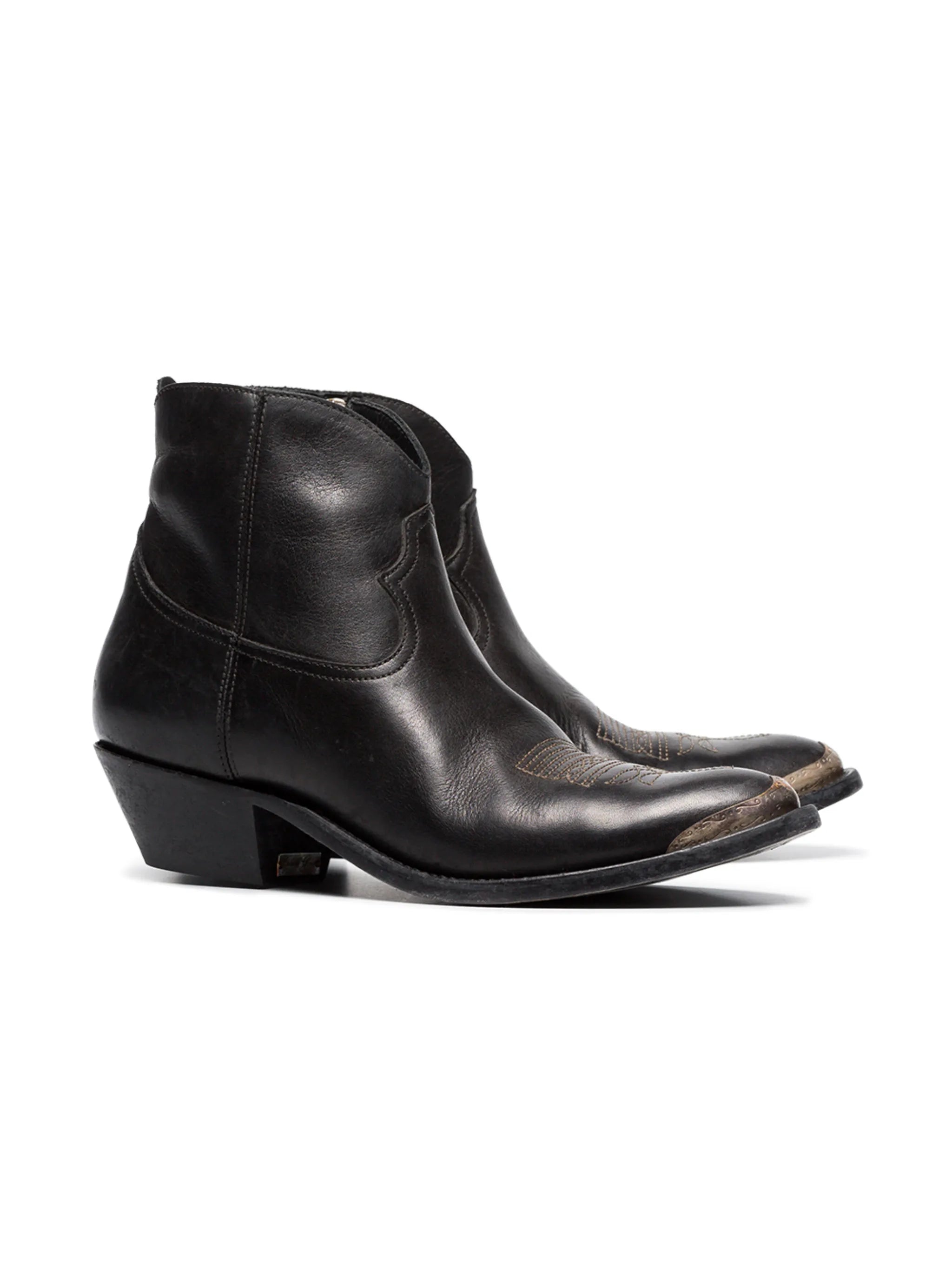 Young leather cowboy ankle boots