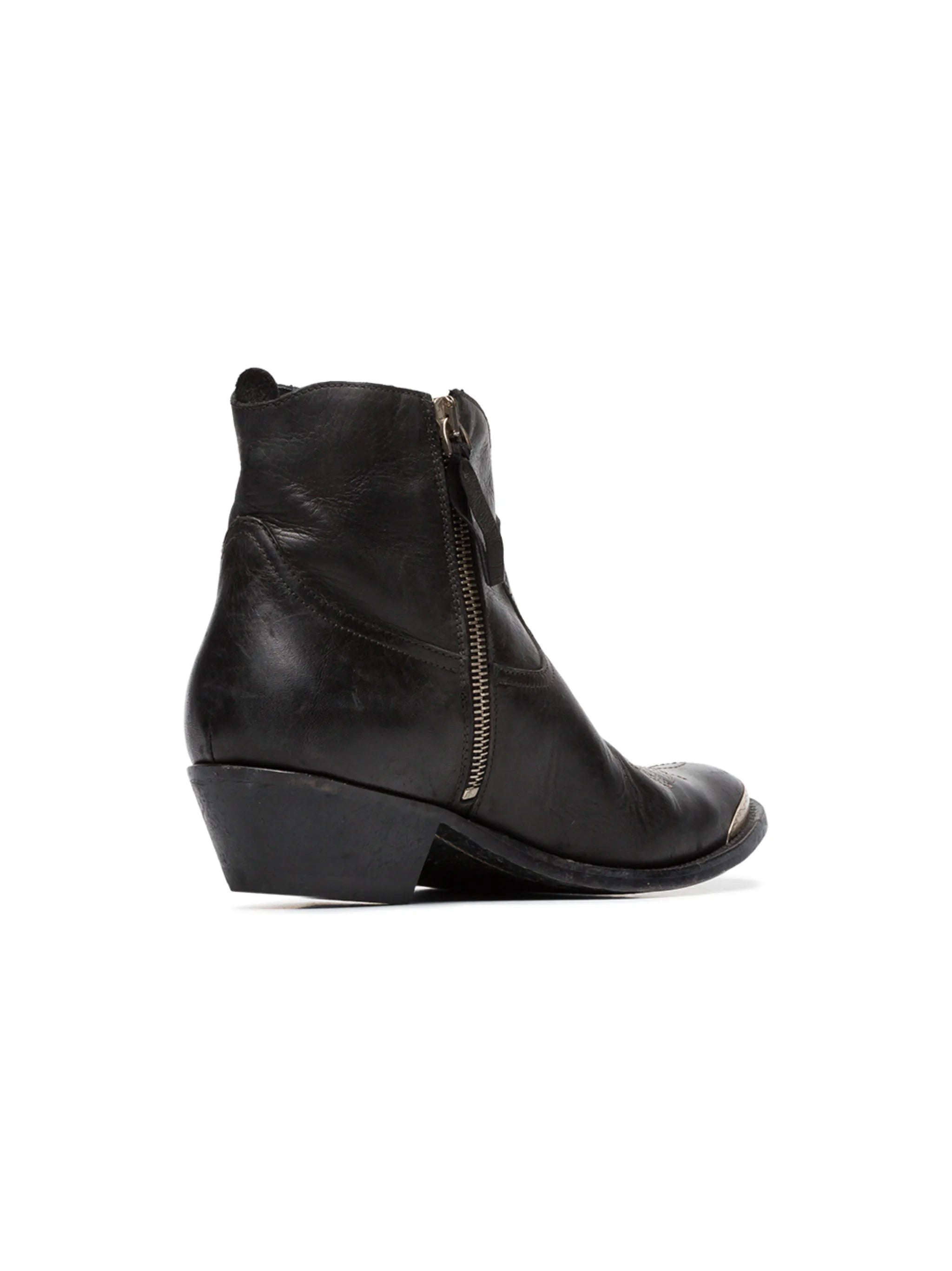 Young leather cowboy ankle boots
