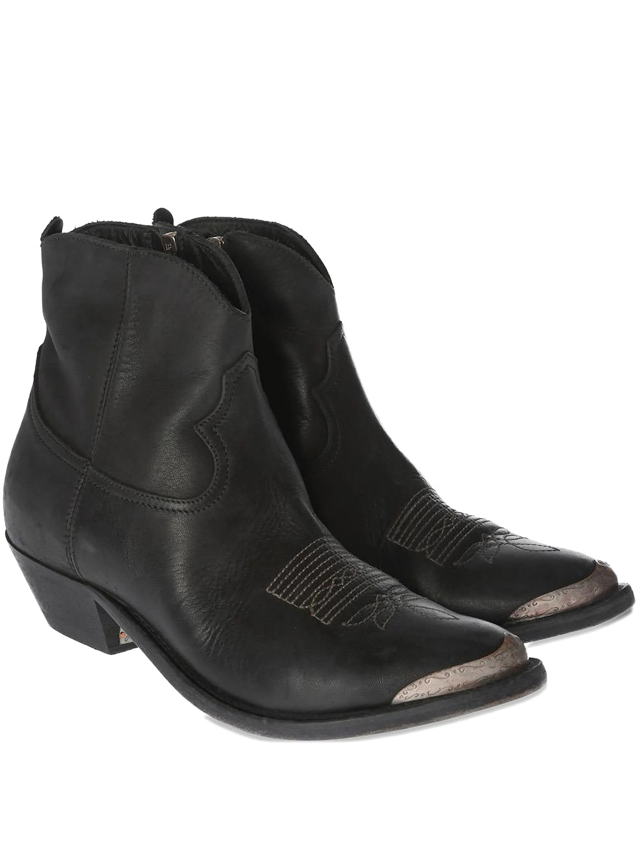 Young leather cowboy ankle boots