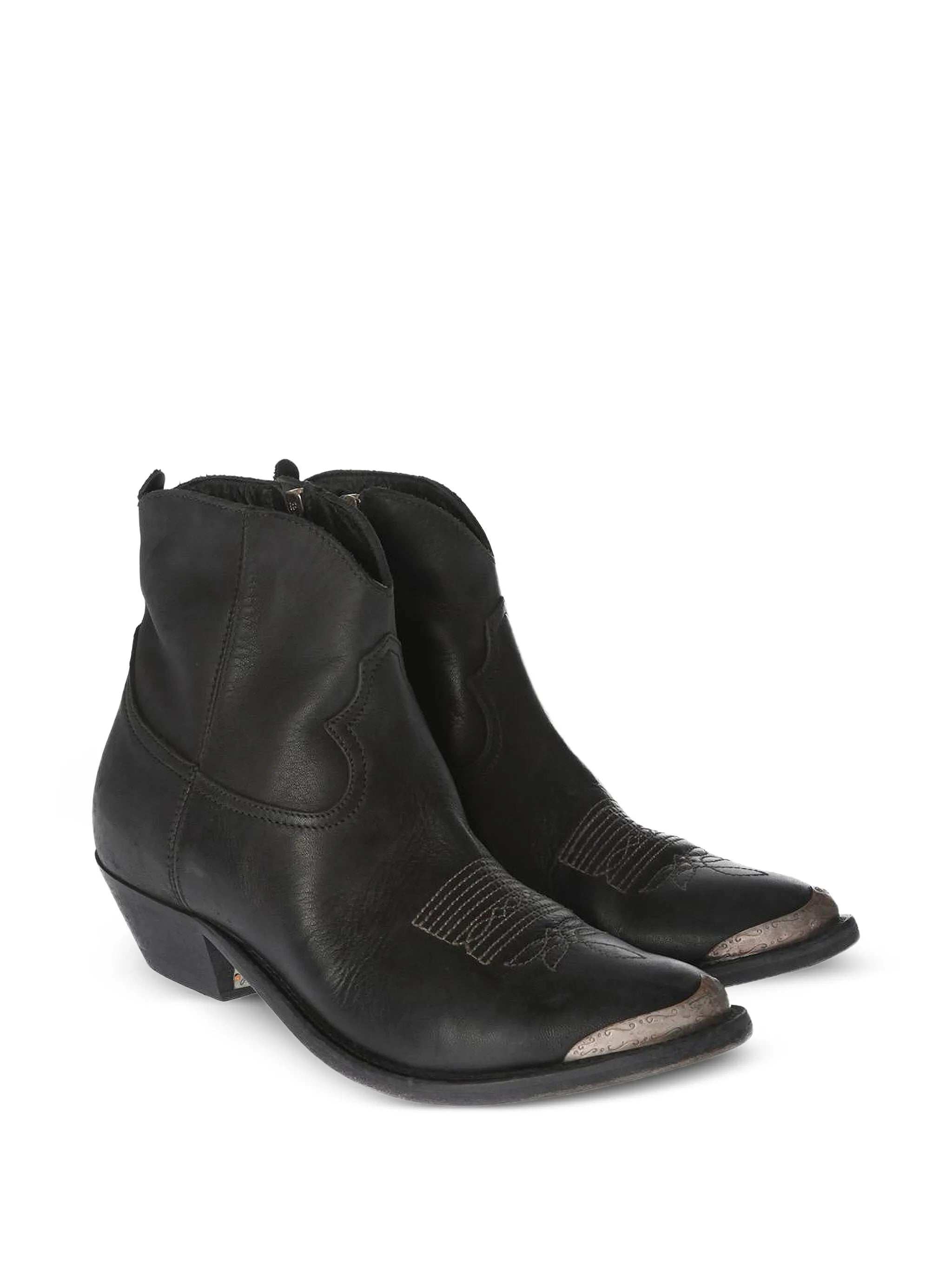 Young leather cowboy ankle boots