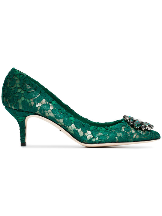 Rainbow Lace 60mm brooch-detail pumps