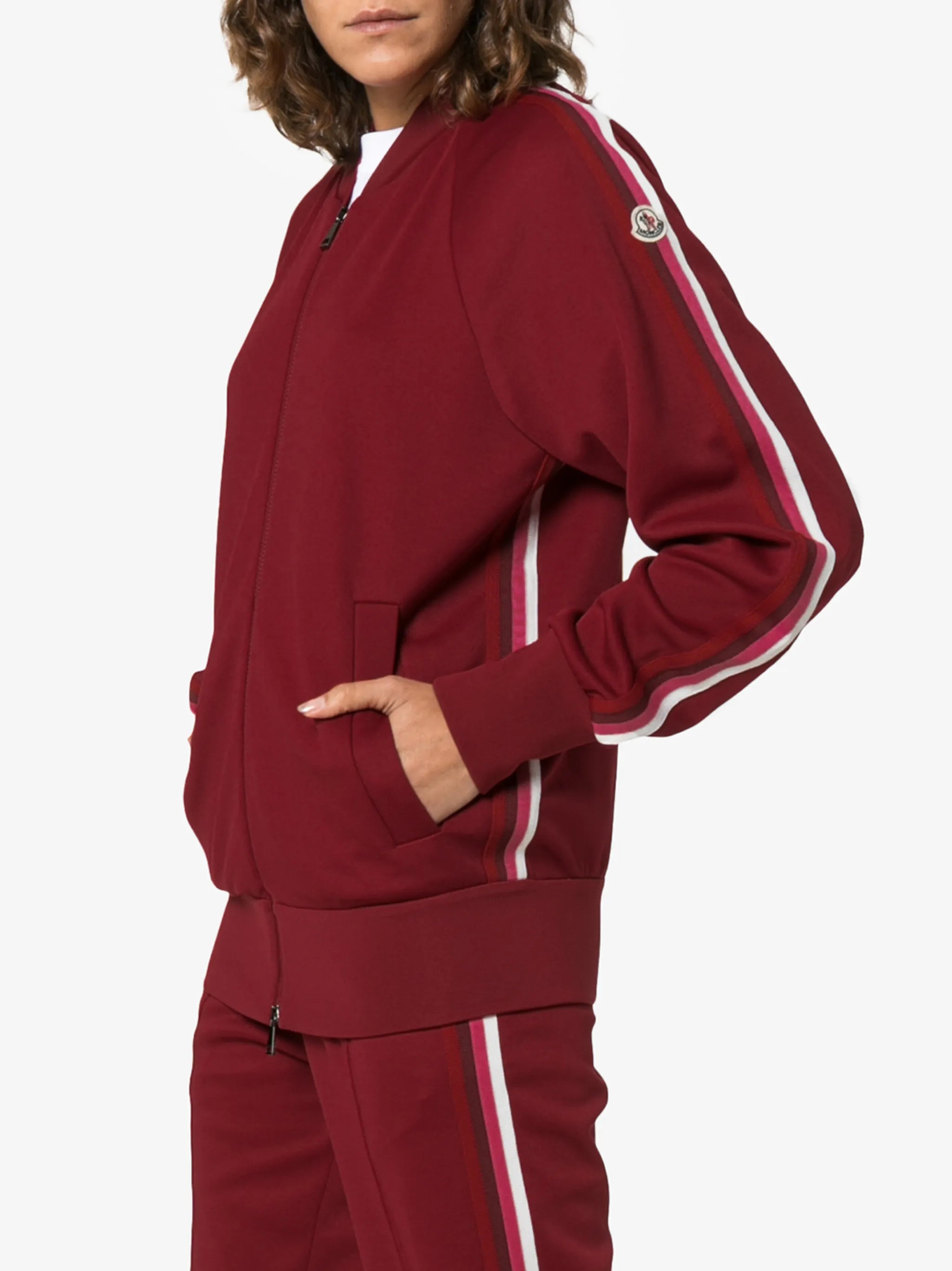 logo detail and stripe sleeve cotton-blend sweater