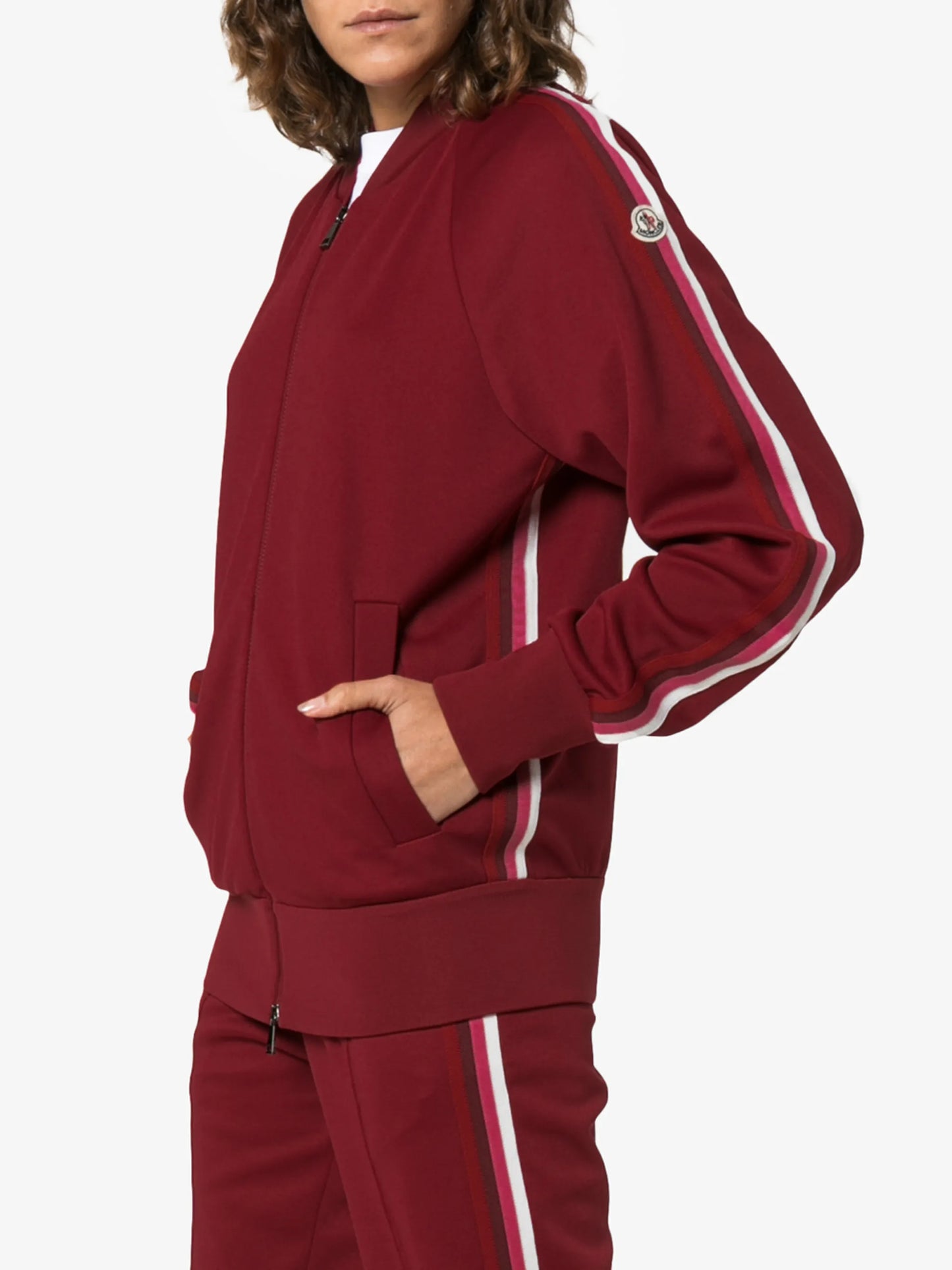 logo detail and stripe sleeve cotton-blend sweater