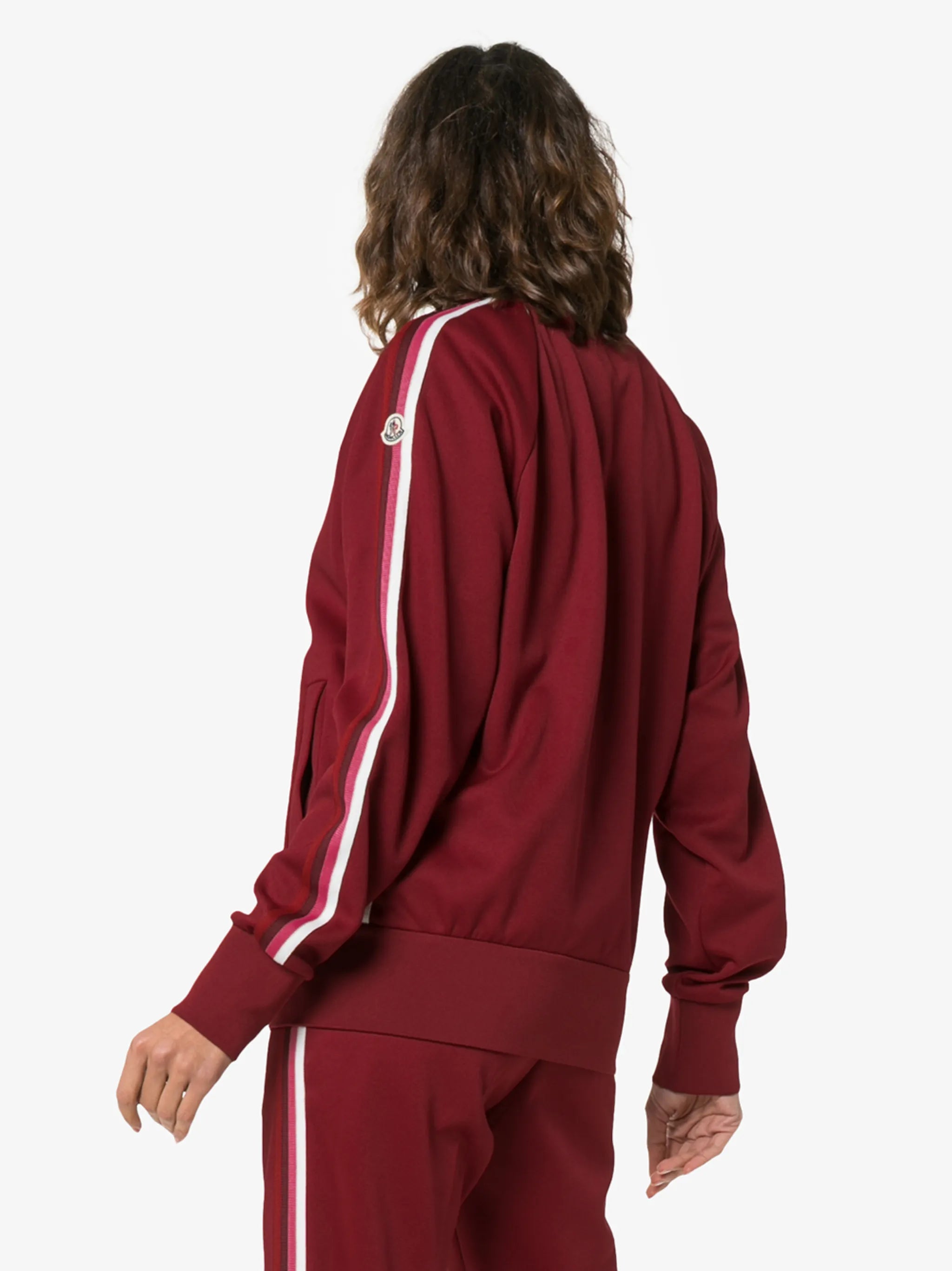 logo detail and stripe sleeve cotton-blend sweater