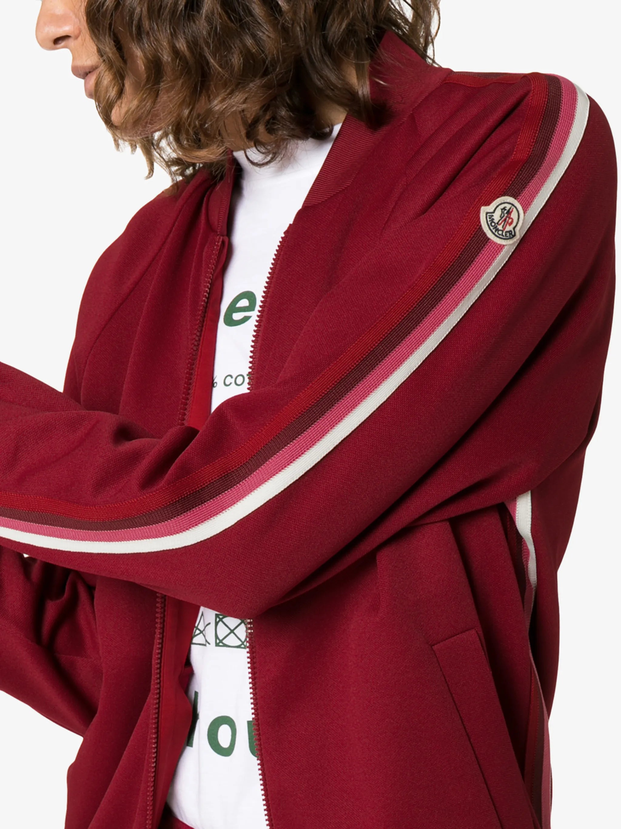 logo detail and stripe sleeve cotton-blend sweater