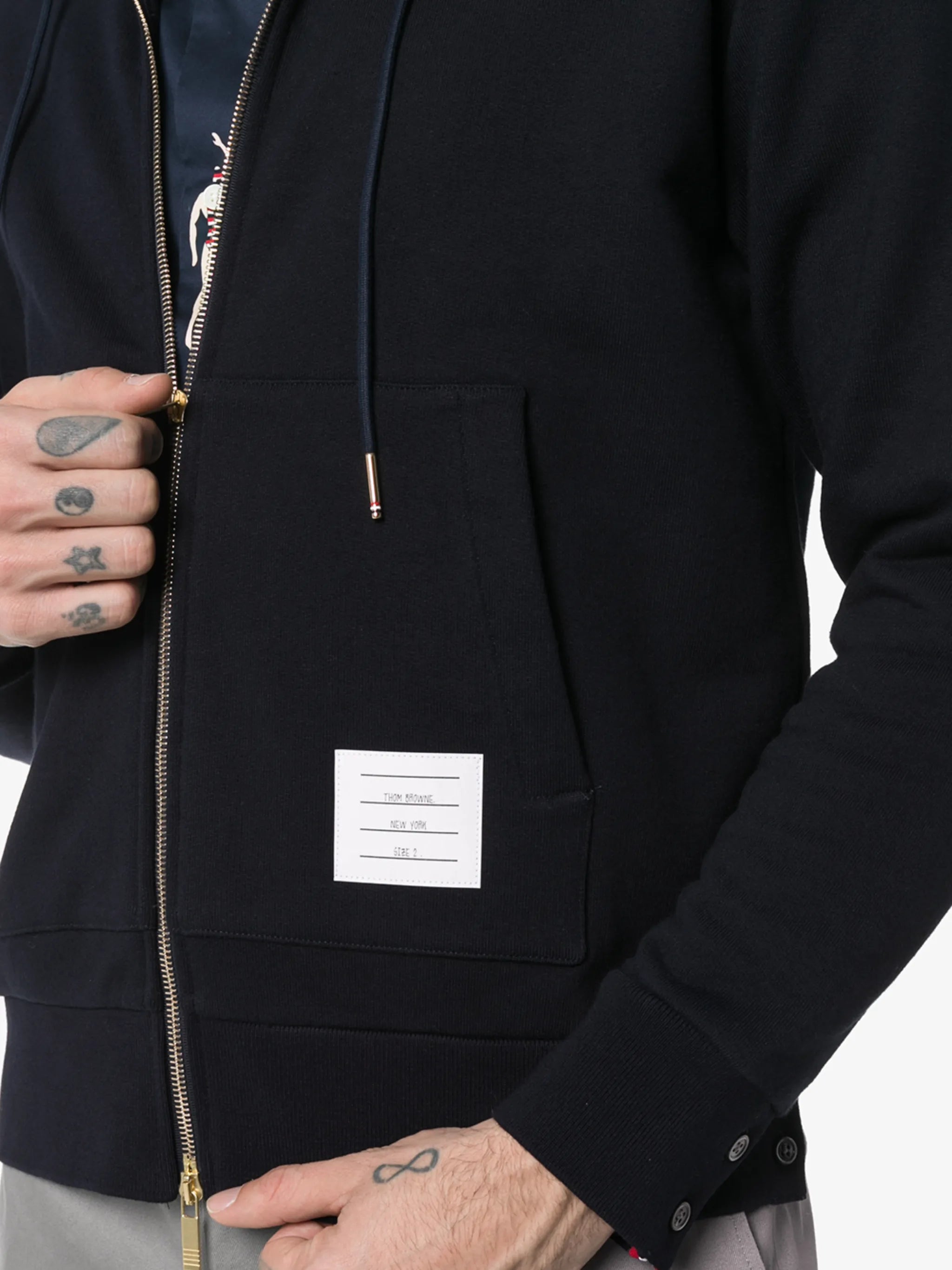 stripe-detail zip-up hoodie