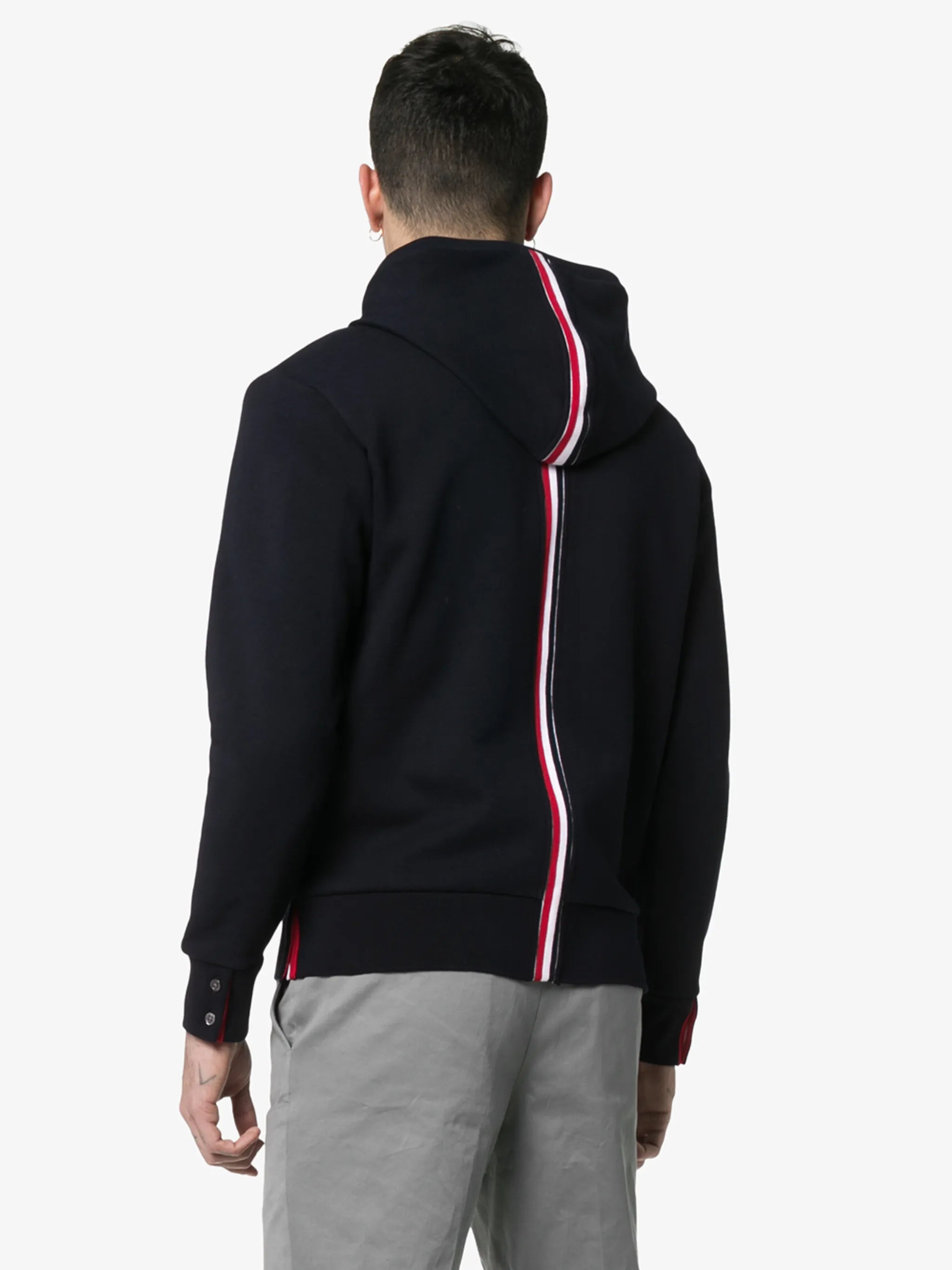 stripe-detail zip-up hoodie