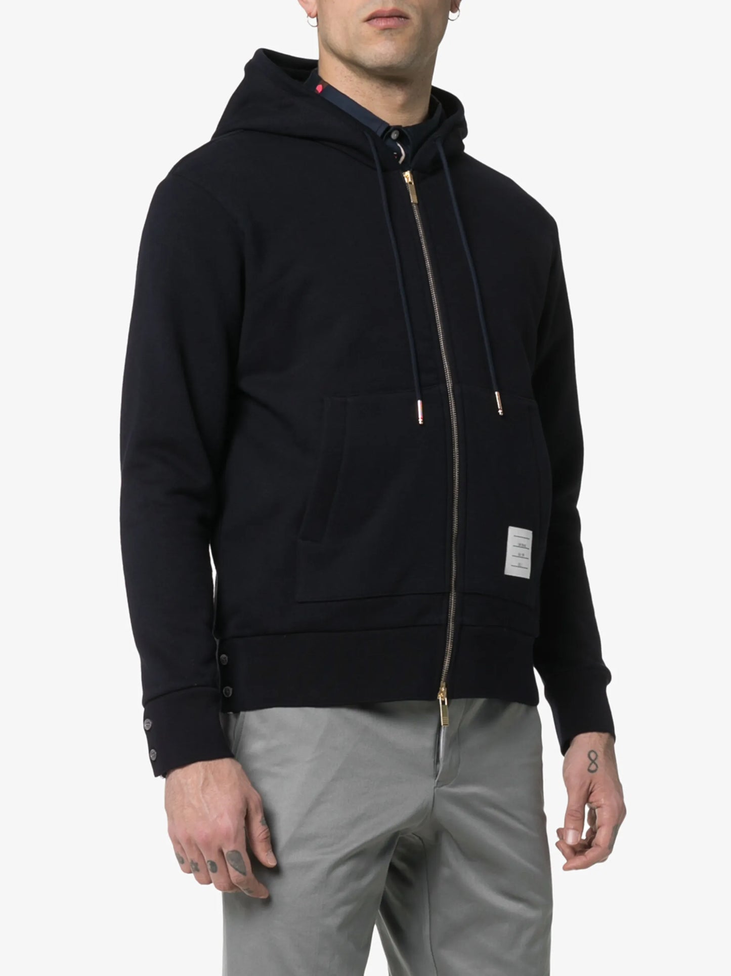 stripe-detail zip-up hoodie