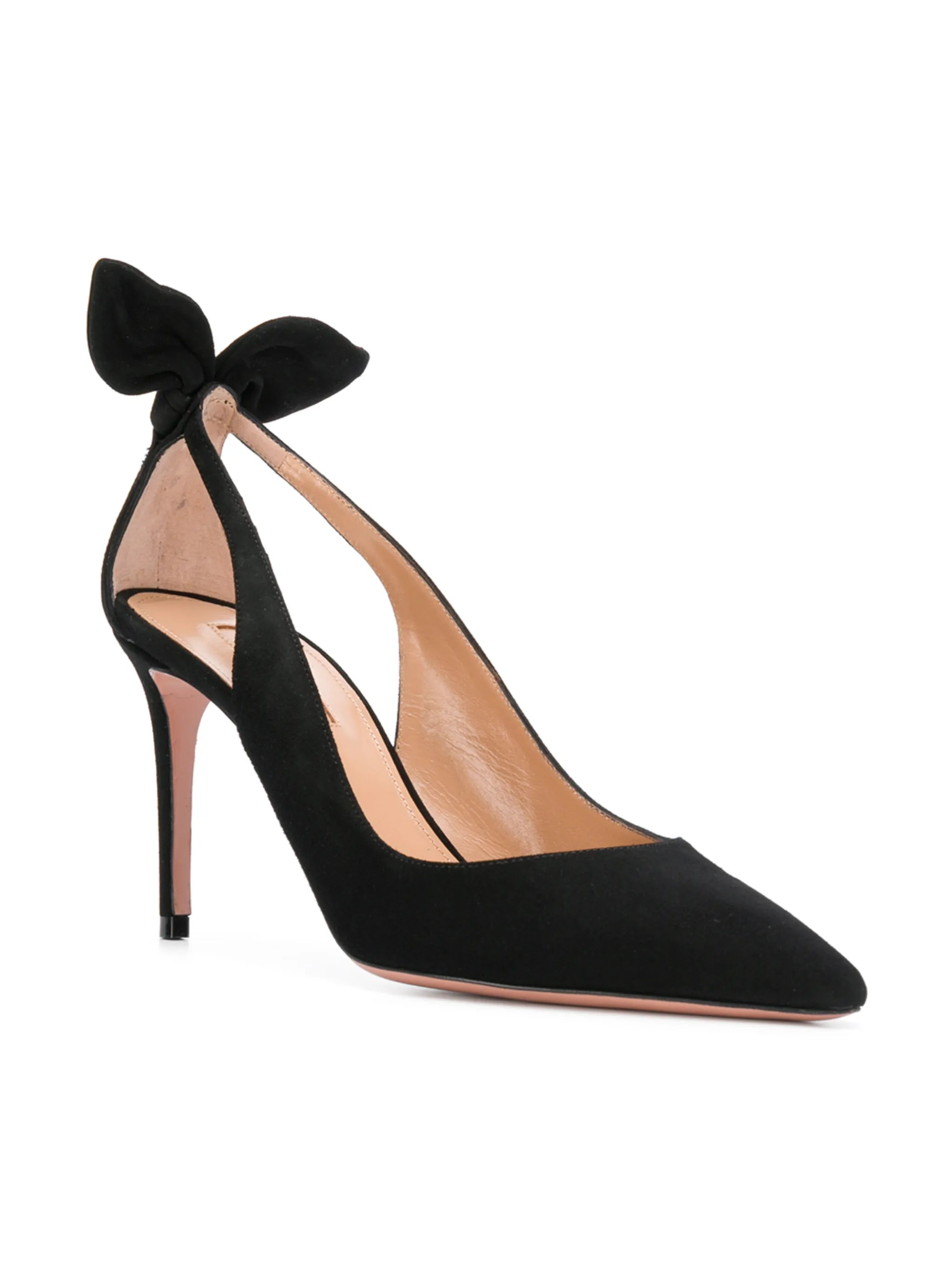 bow suede pumps