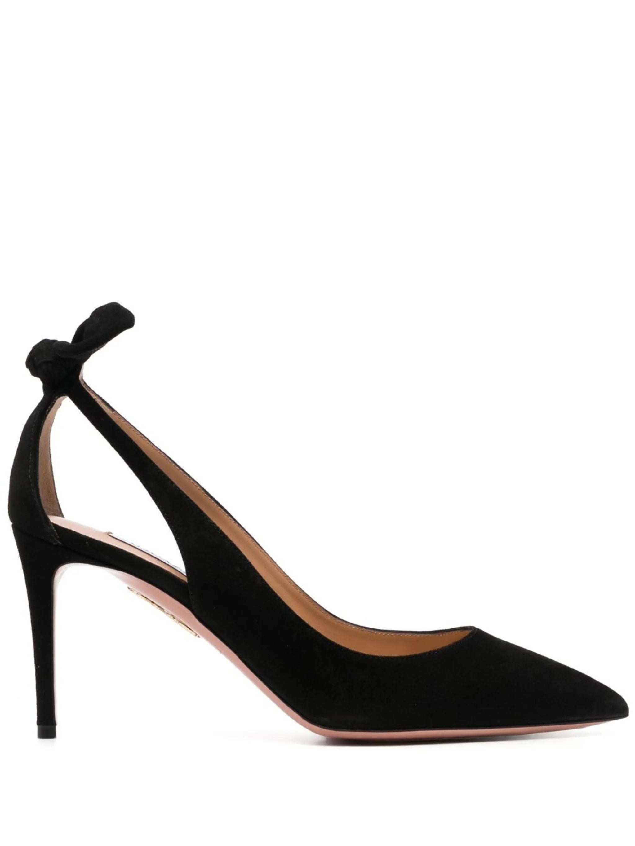 bow suede pumps
