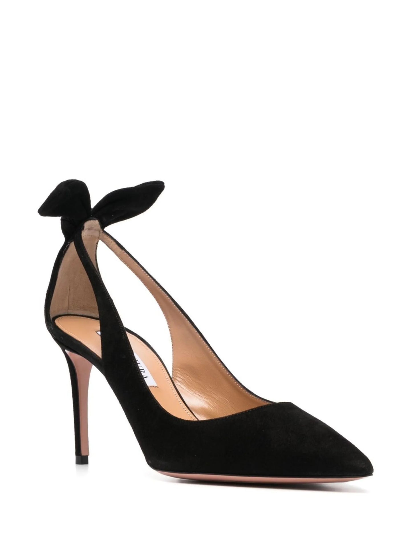 bow suede pumps