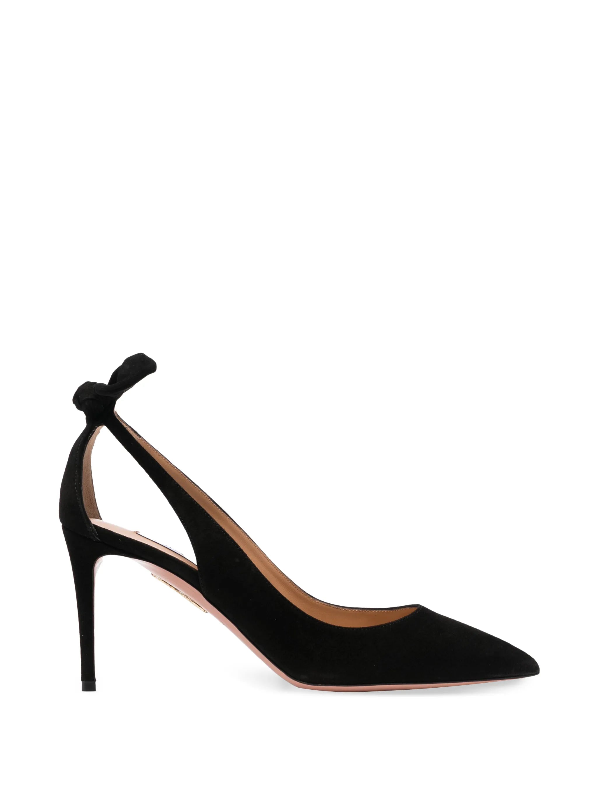 bow suede pumps