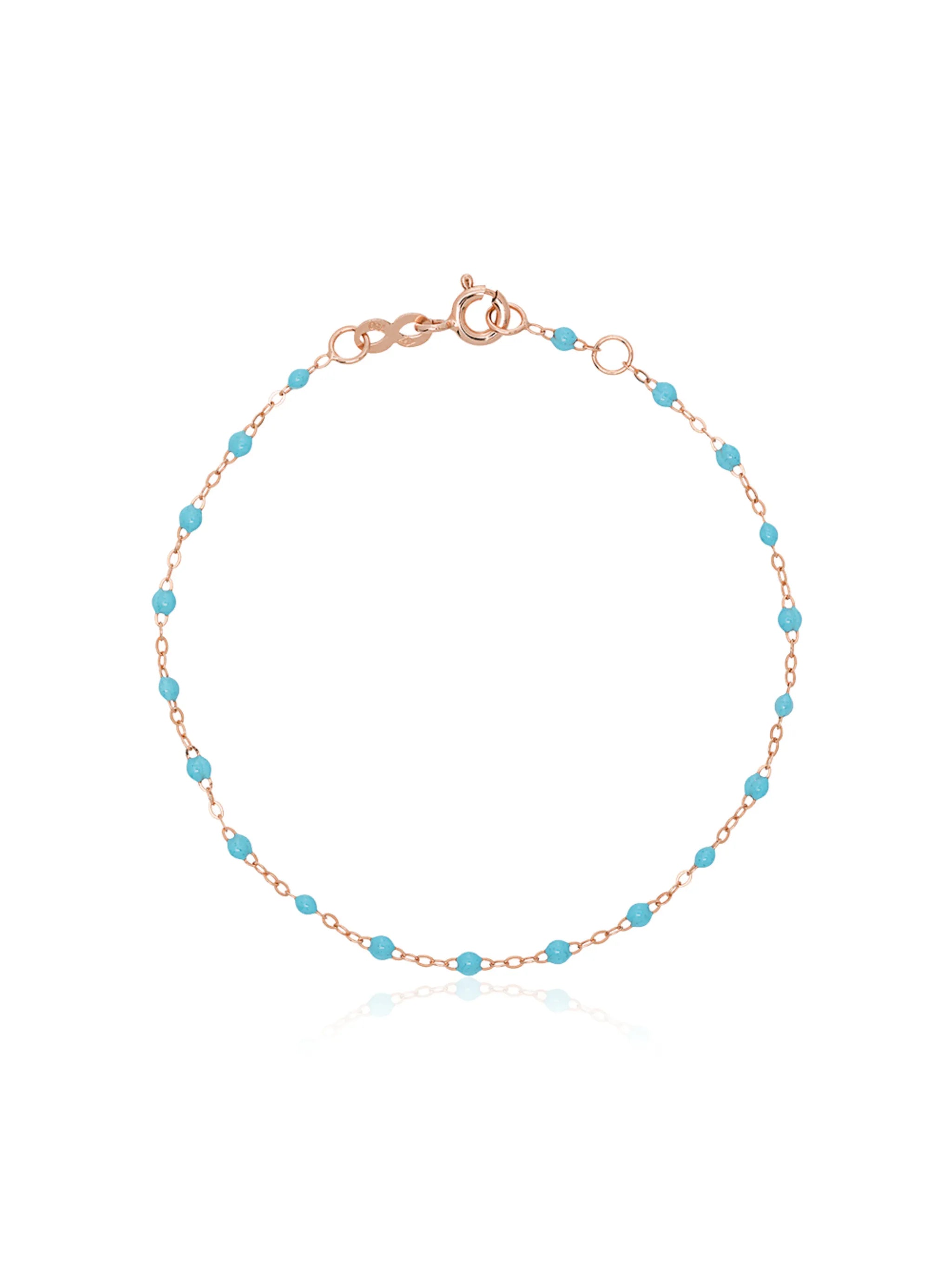 18kt rose gold Classic Gici sky blue beaded bracelet