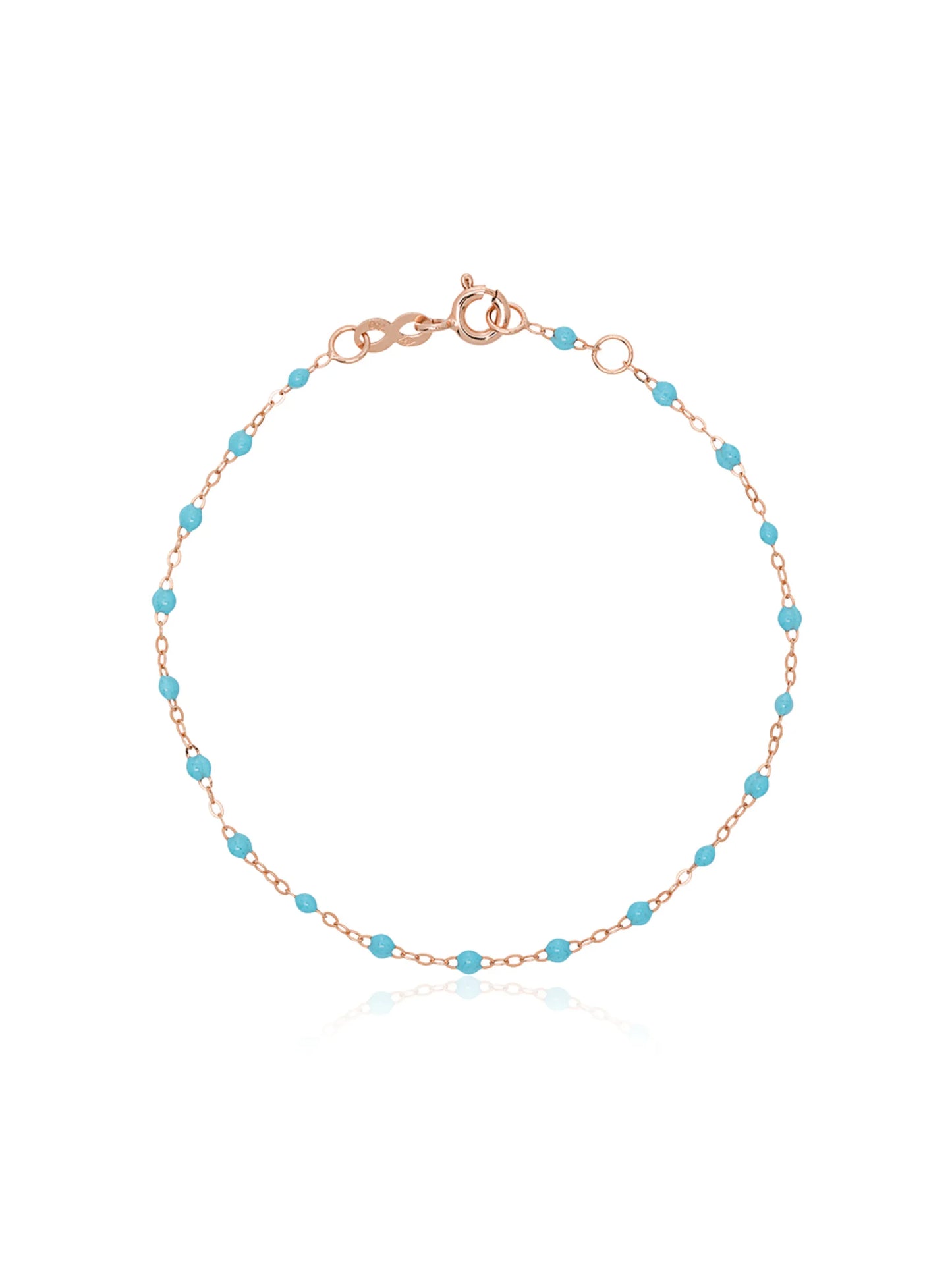18kt rose gold Classic Gici sky blue beaded bracelet