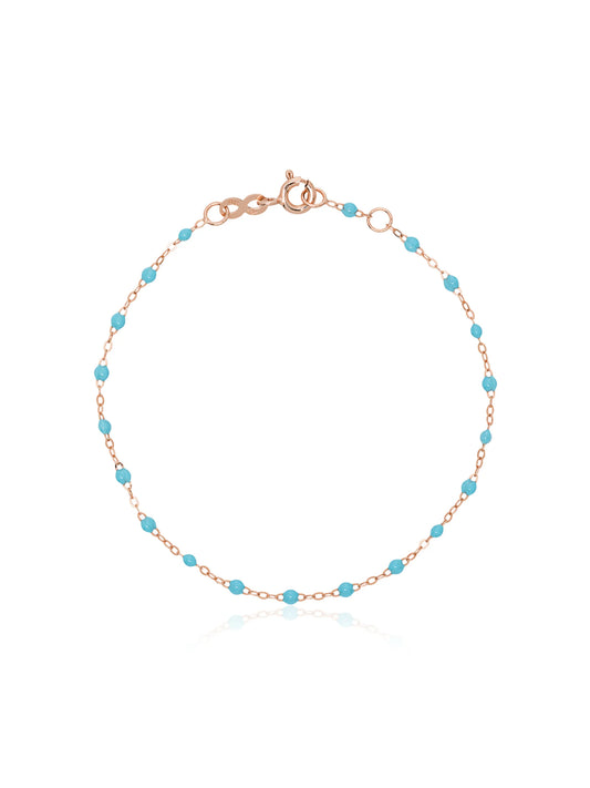 18kt rose gold Classic Gici sky blue beaded bracelet