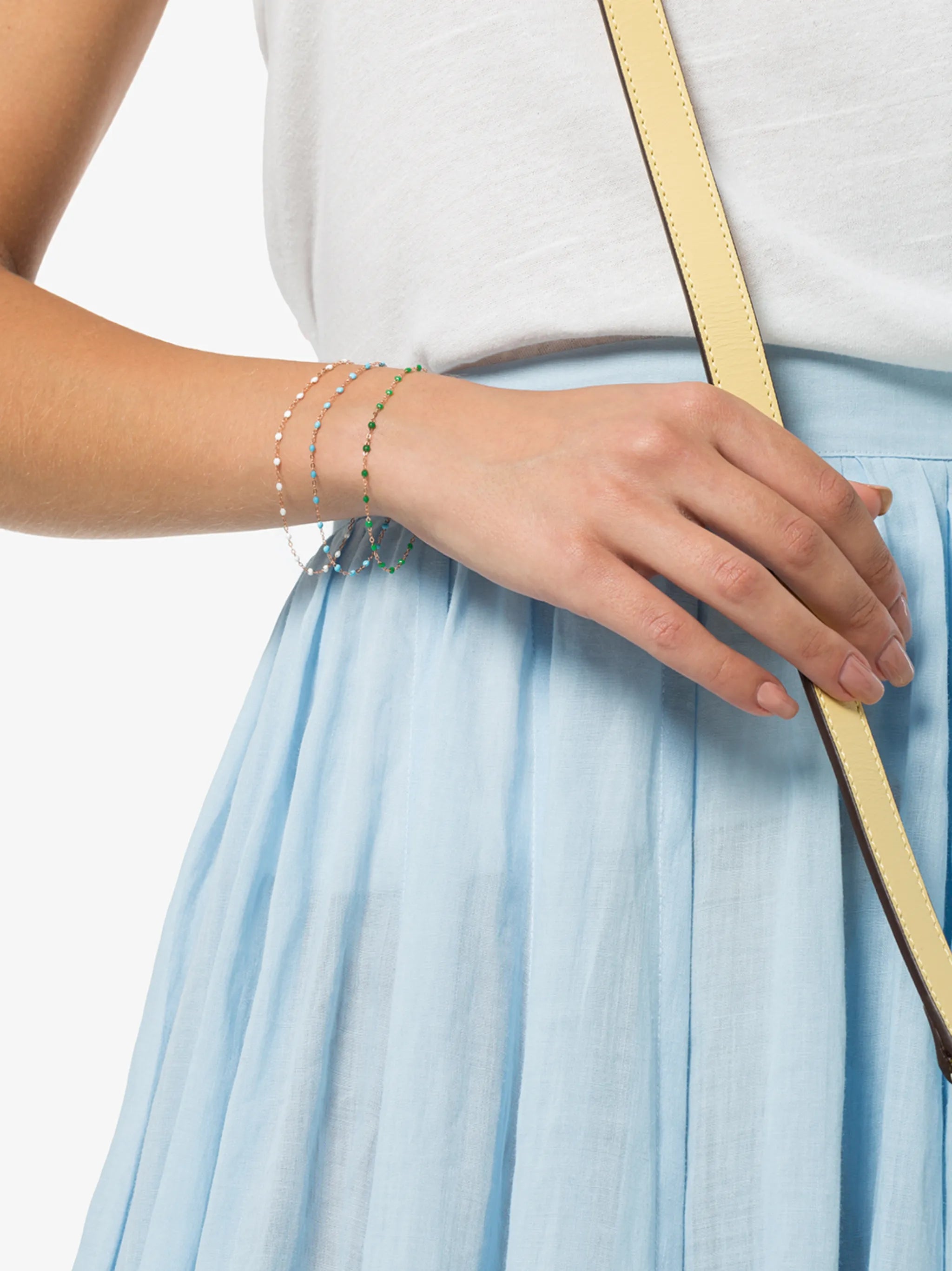 18kt rose gold Classic Gici sky blue beaded bracelet