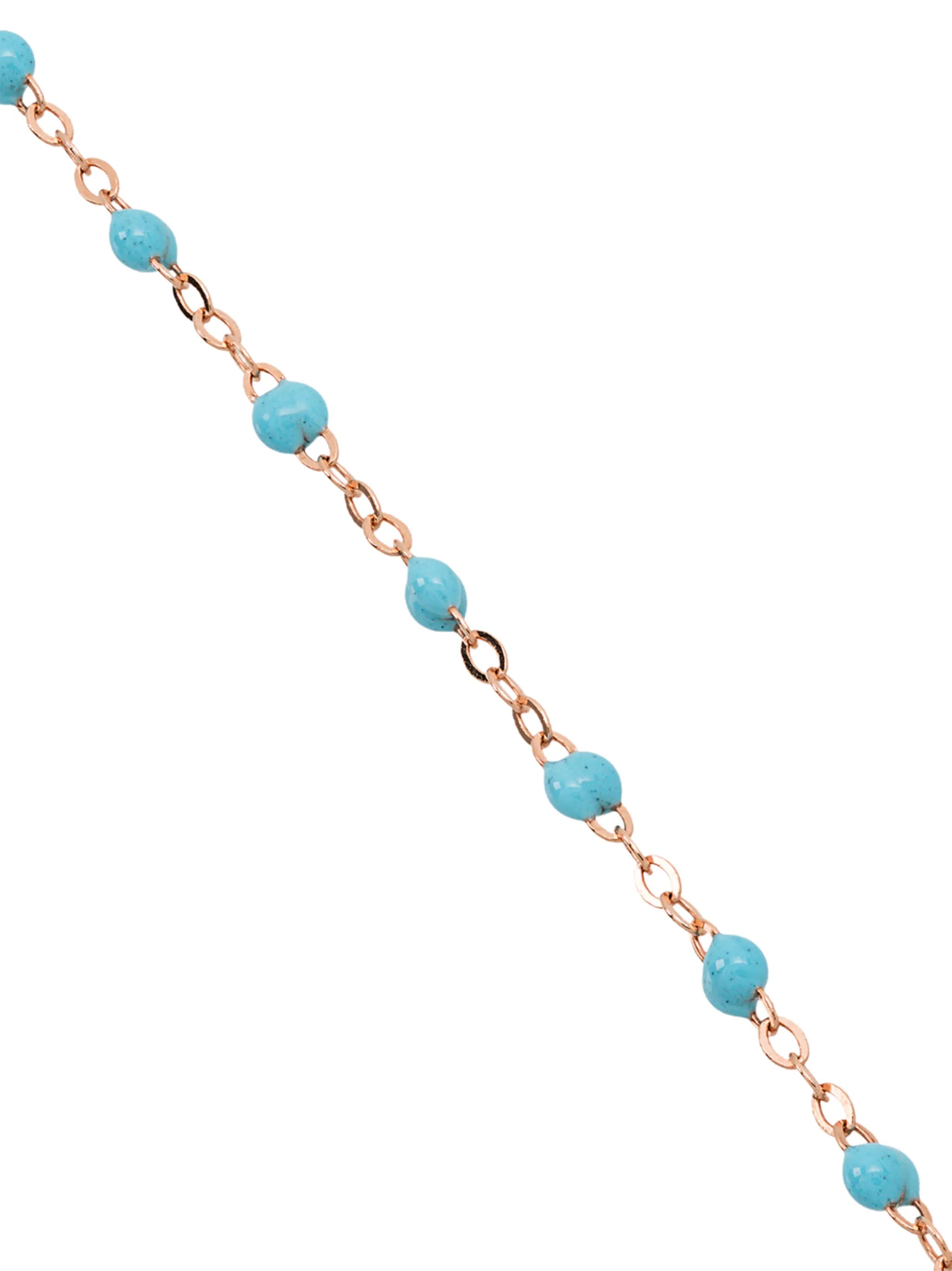 18kt rose gold Classic Gici sky blue beaded bracelet