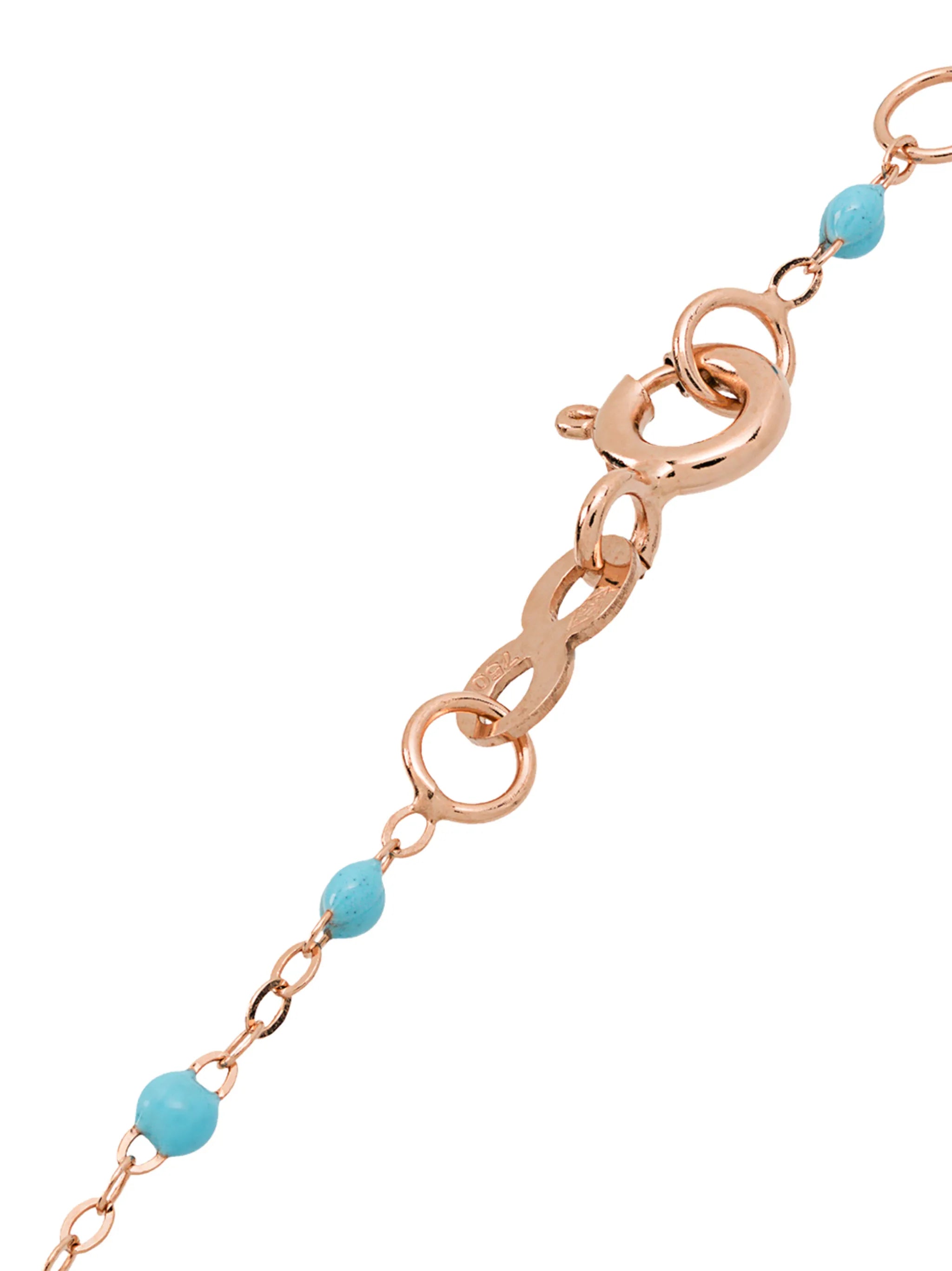 18kt rose gold Classic Gici sky blue beaded bracelet