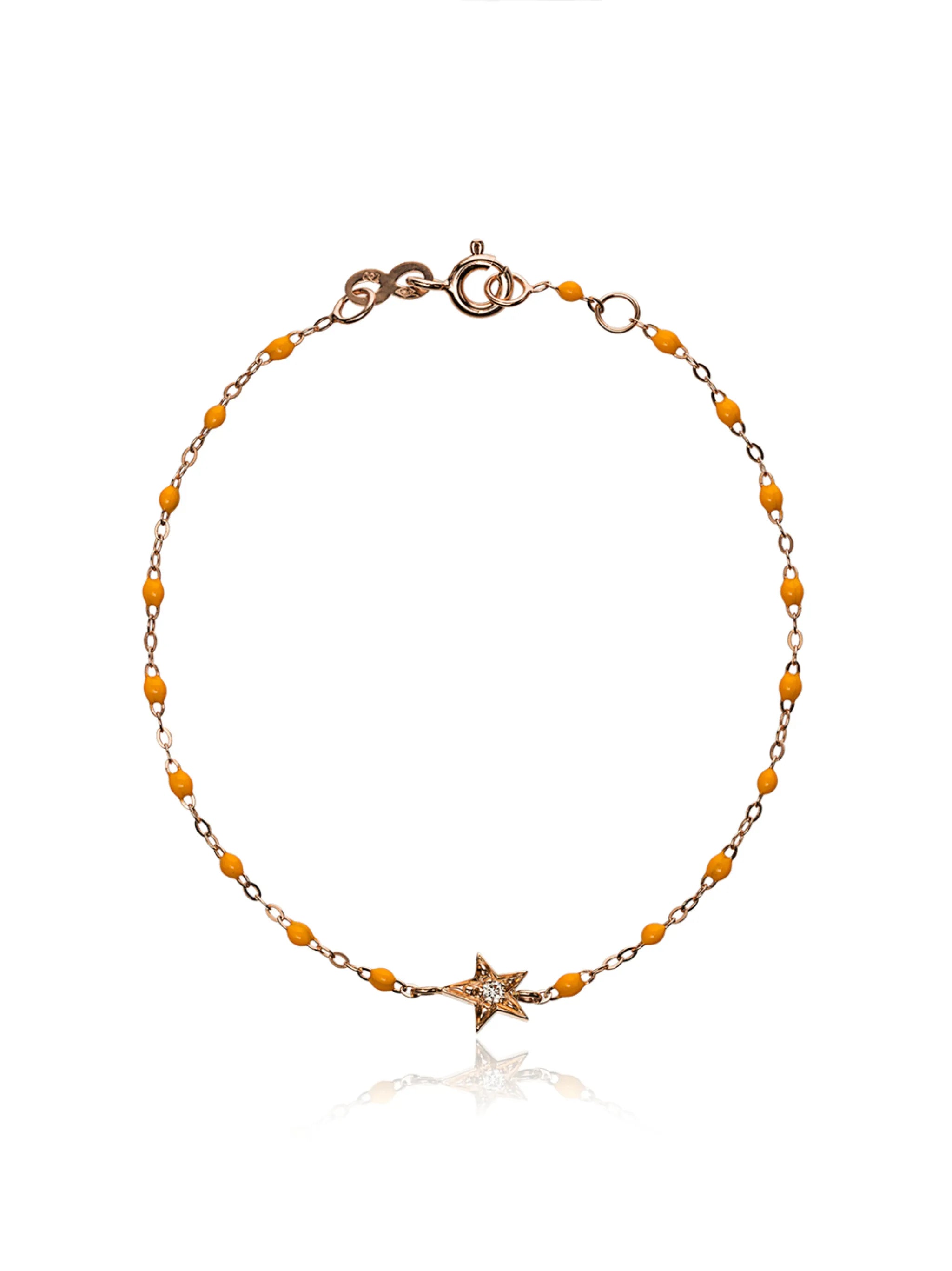 18kt rose gold Classic Gigi diamond star yellow beaded bracelet