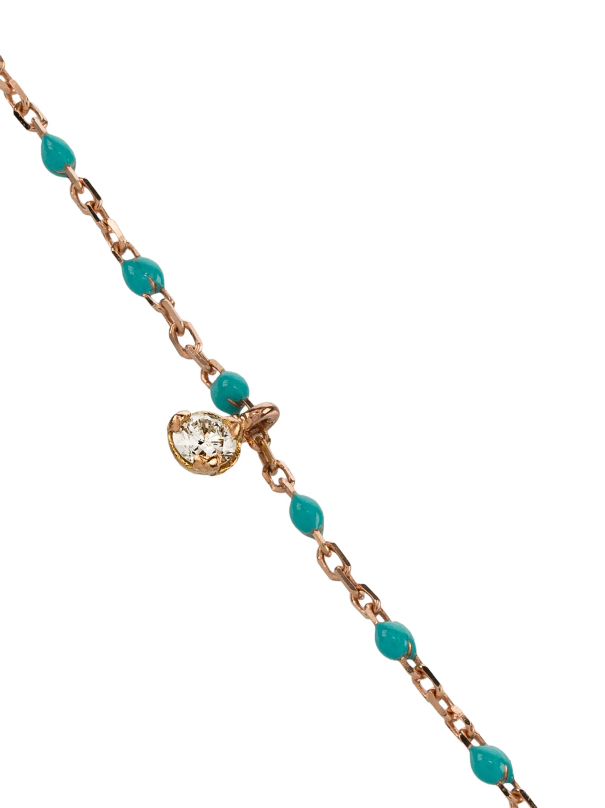 18kt rose gold turquoise beaded single diamond bracelet