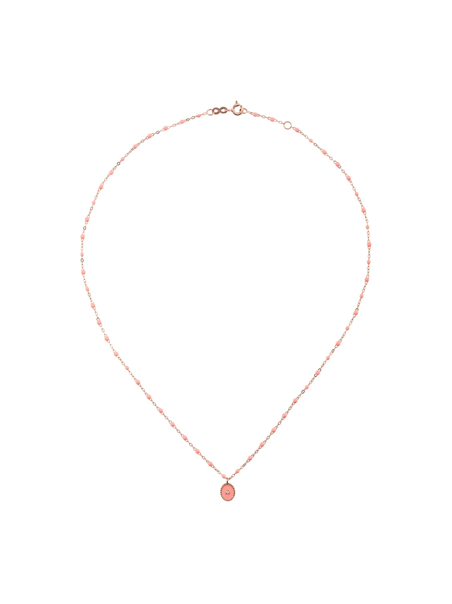 18kt rose gold Classic Gigi North Star diamond and salmon pink beaded necklace