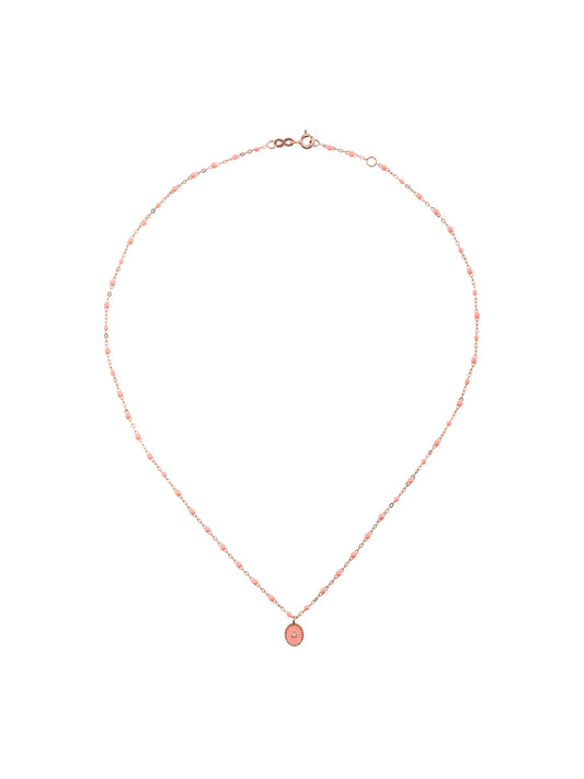 18kt rose gold Classic Gigi North Star diamond and salmon pink beaded necklace