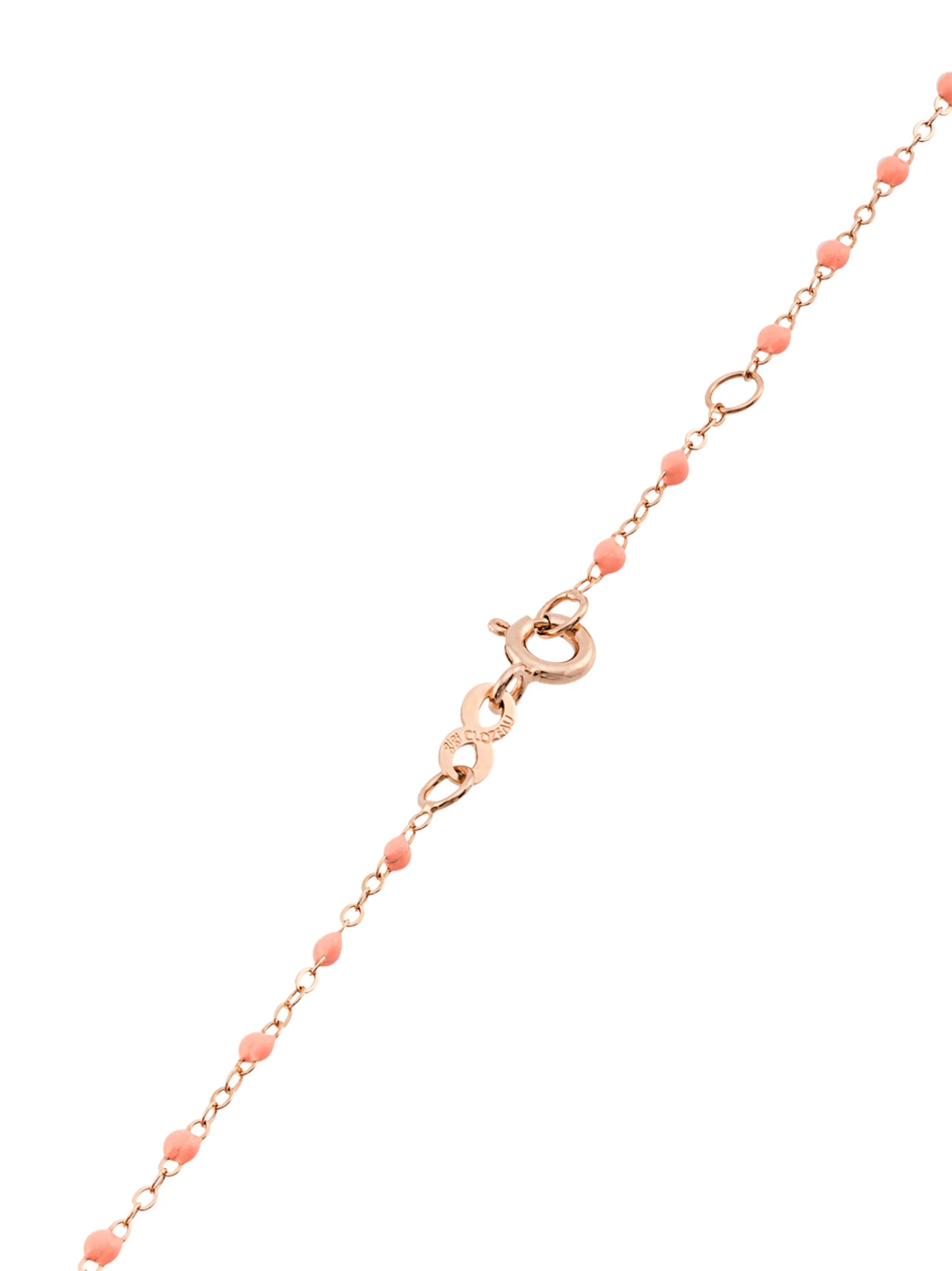 18kt rose gold Classic Gigi North Star diamond and salmon pink beaded necklace