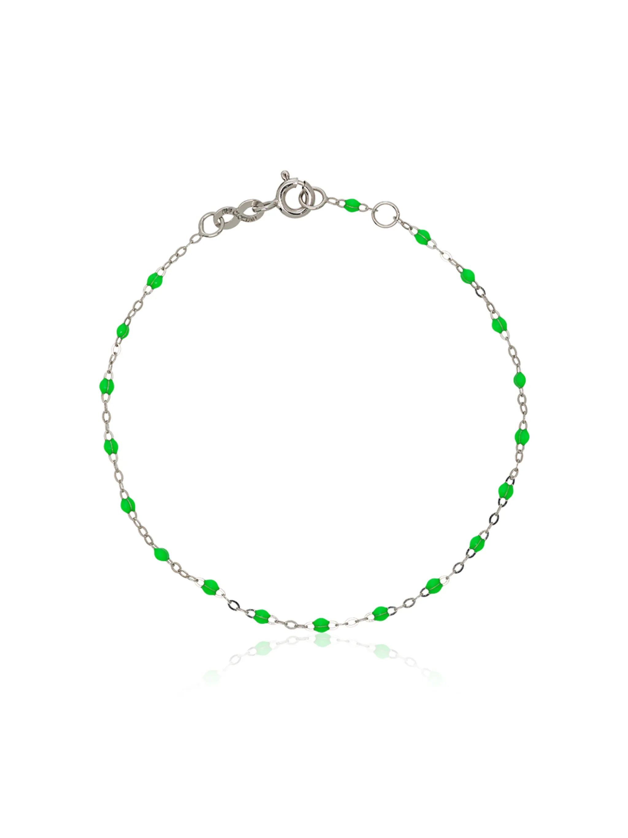 18kt white gold green beaded bracelet