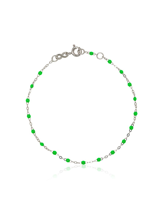 18kt white gold green beaded bracelet