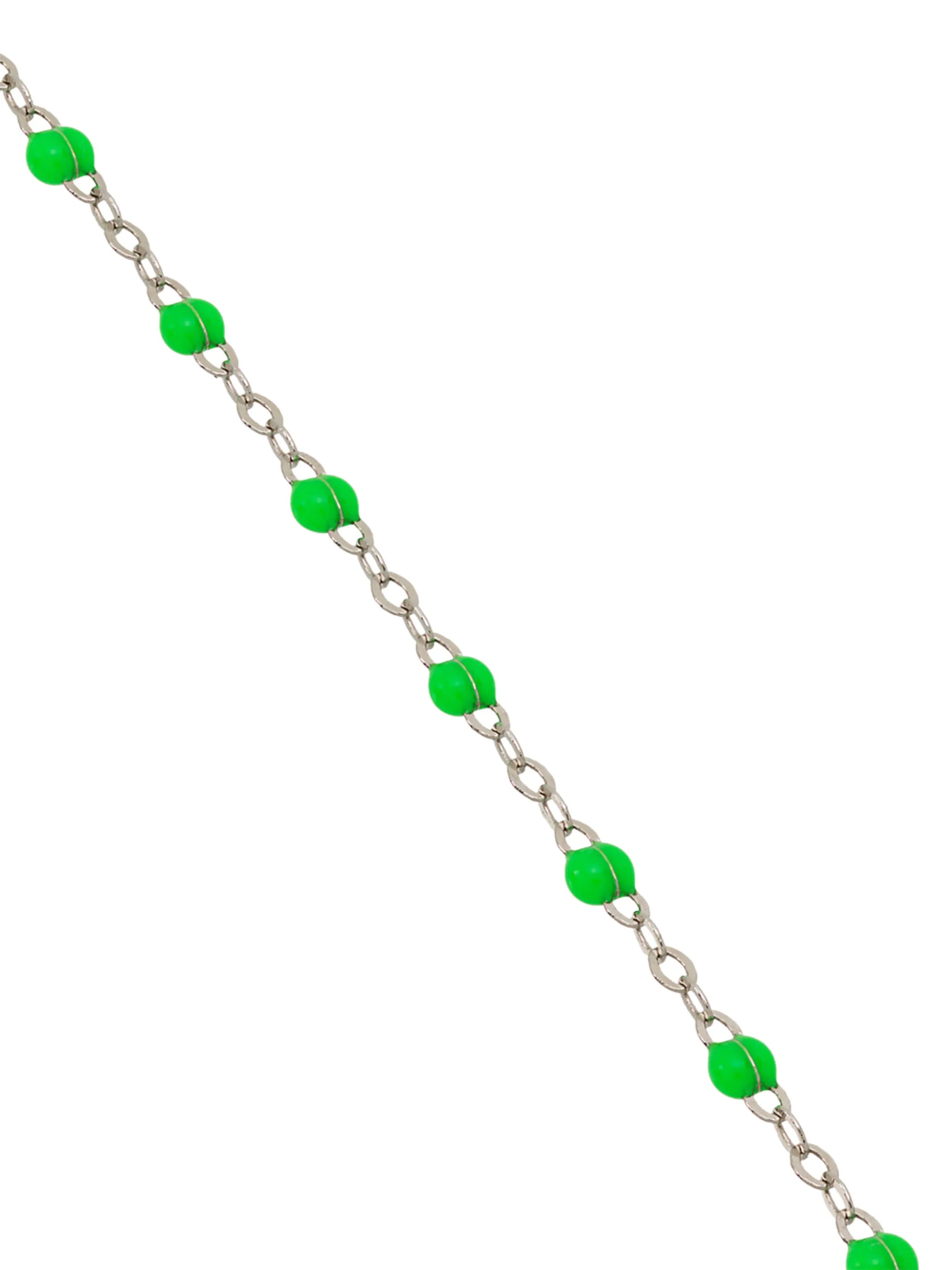 18kt white gold green beaded bracelet