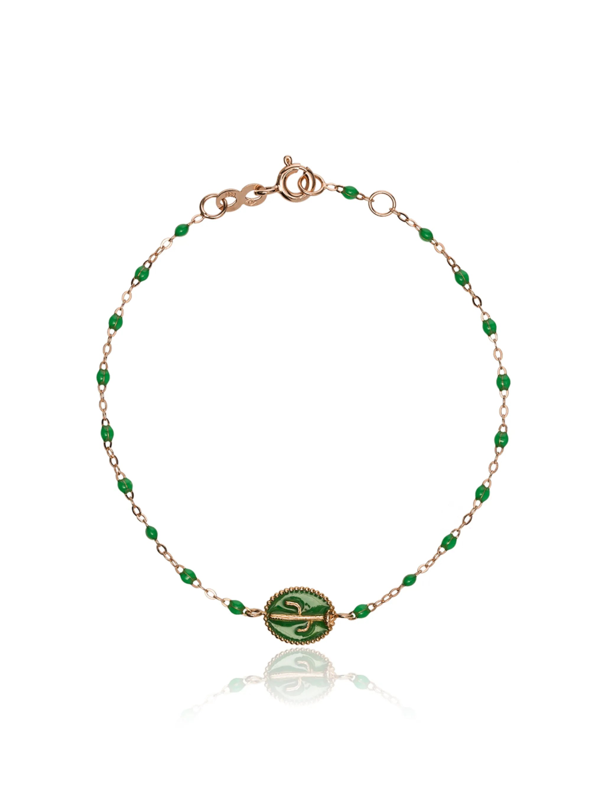 18kt rose gold green cactus bead bracelet