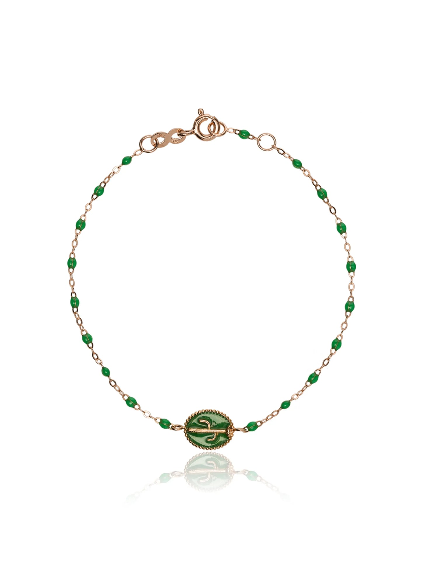 18kt rose gold green cactus bead bracelet