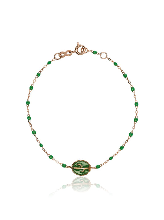 18kt rose gold green cactus bead bracelet