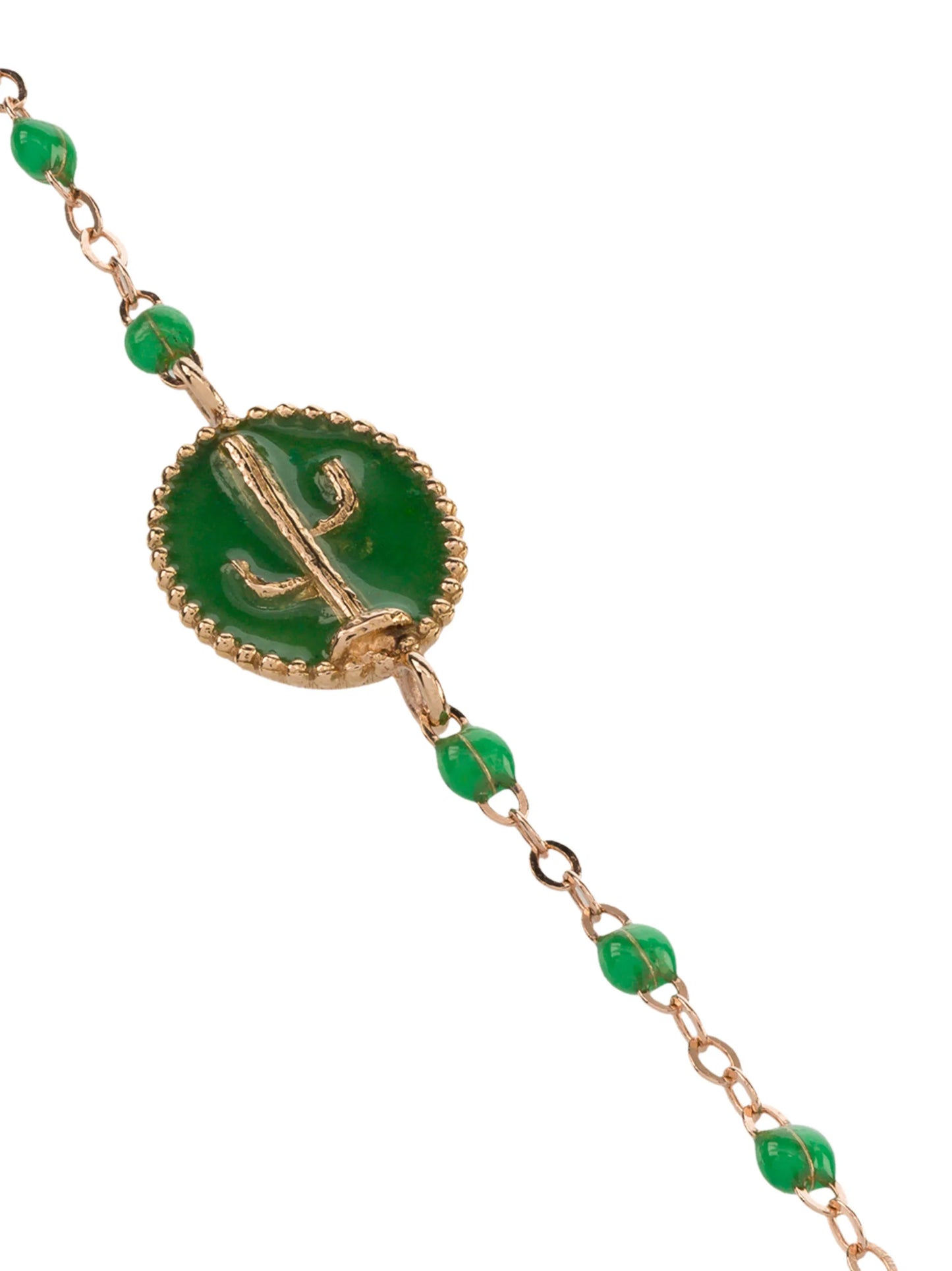 18kt rose gold green cactus bead bracelet