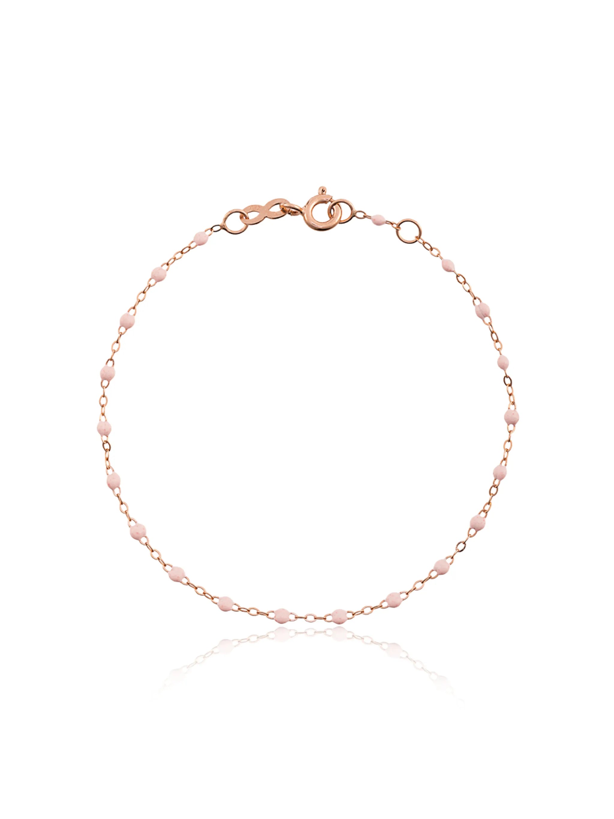 18kt rose gold Classic Gigi baby pink beaded bracelet